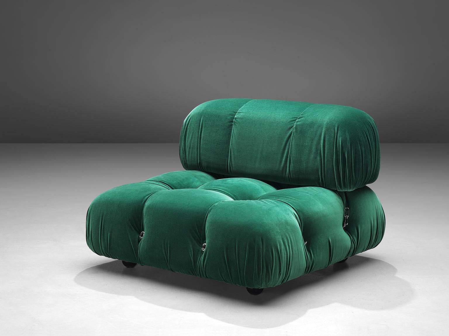 Post-Modern Mario Bellini Reupholstered Camaleonda in Emerald Green Velvet