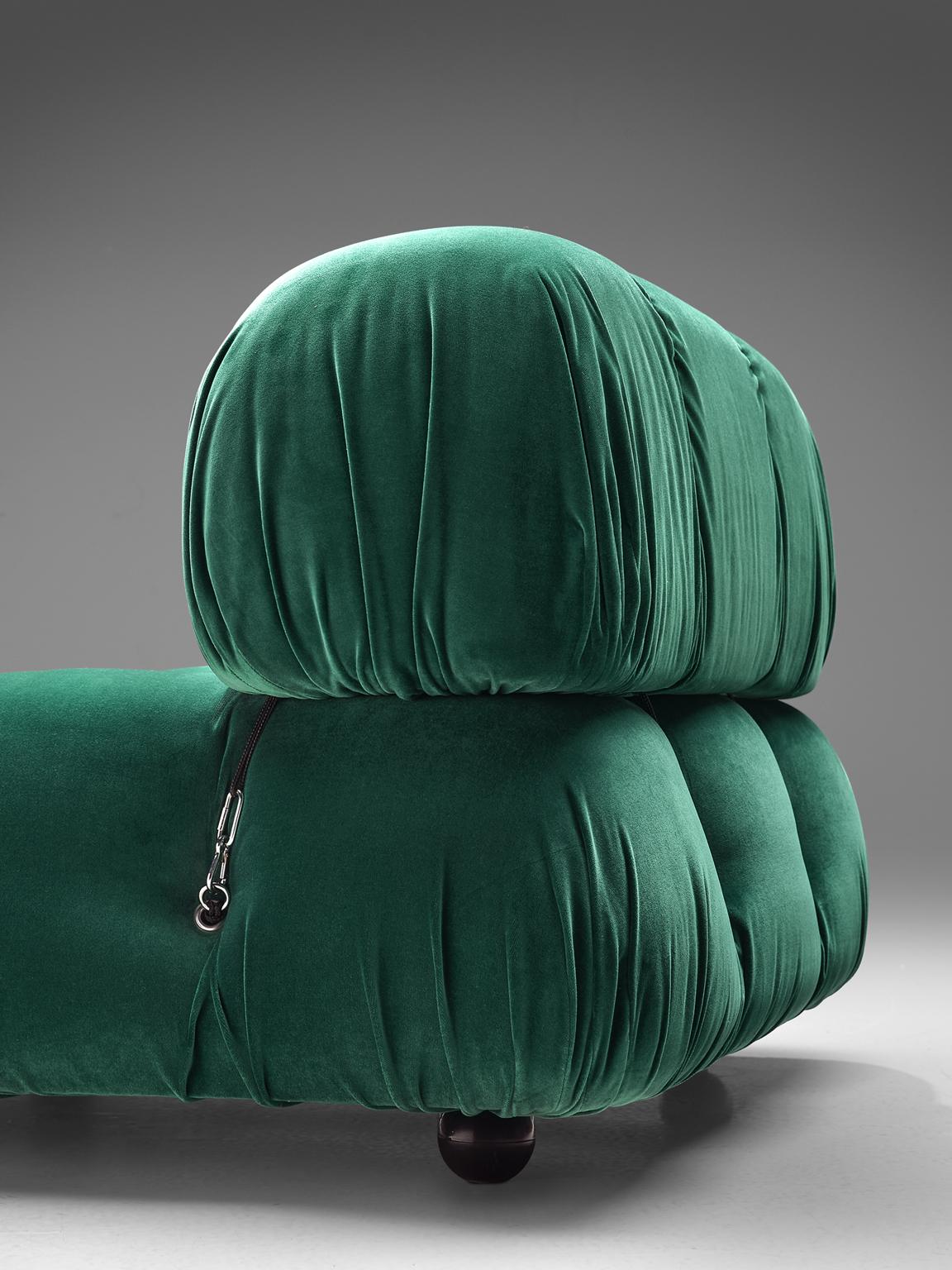 Italian Mario Bellini Reupholstered Camaleonda in Emerald Green Velvet