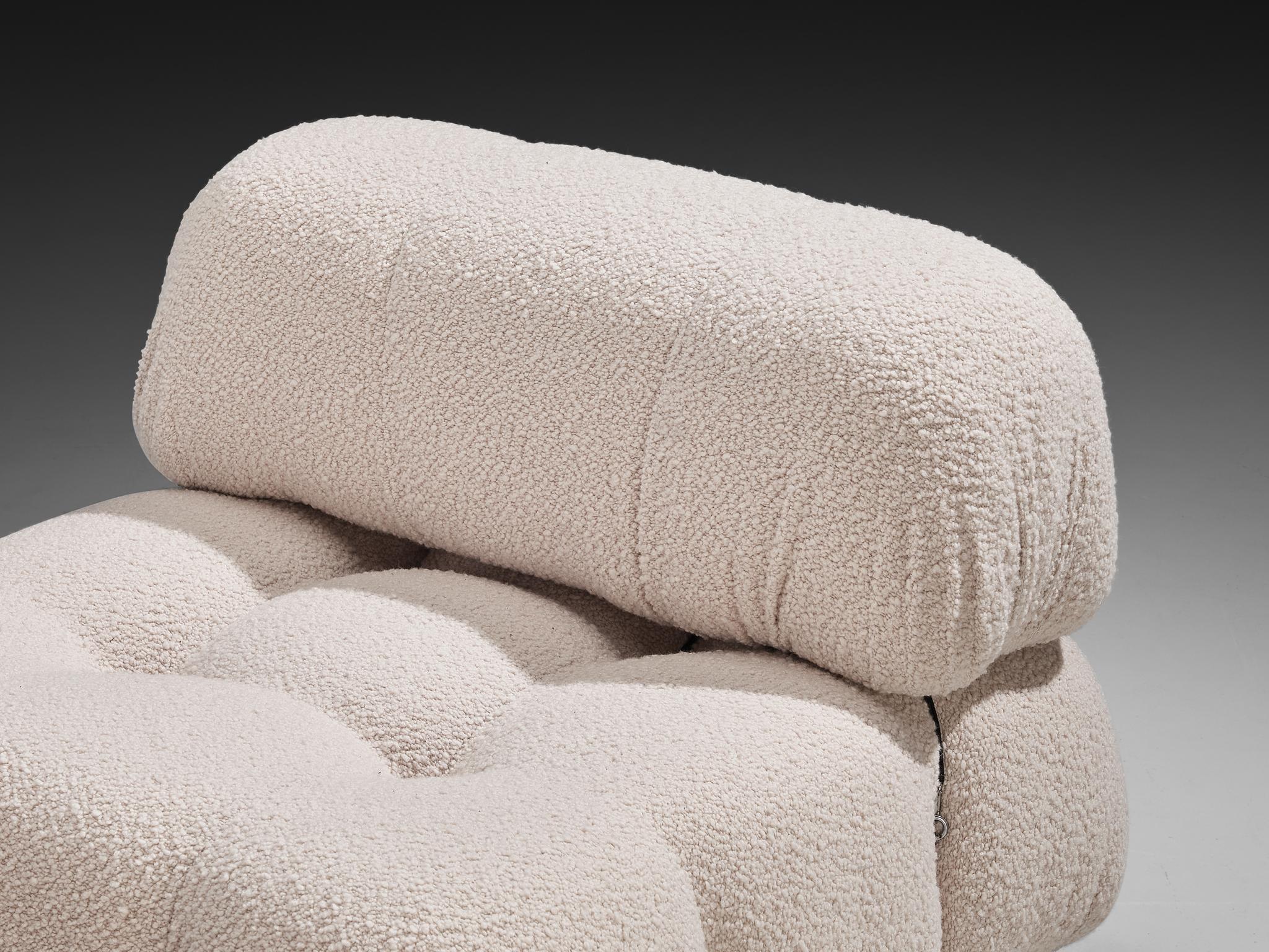 Mario Bellini Reupholstered 'Camaleonda' Lounge Chair with Ottoman White Boucle For Sale 2
