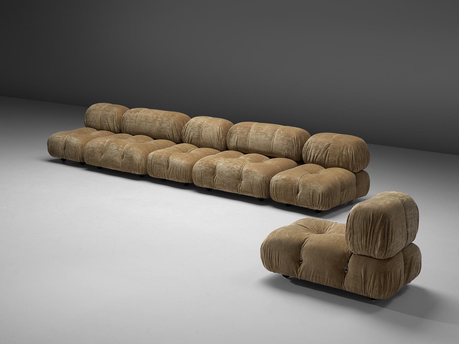 Mario Bellini, large modular 'Cameleonda' sofa, beige Pierrre Frey upholstery, Italy, 1971, reupholstered by our in-house upholstery atelier. 

The sectional elements this sofa was made with, can be used freely and apart from one another. The