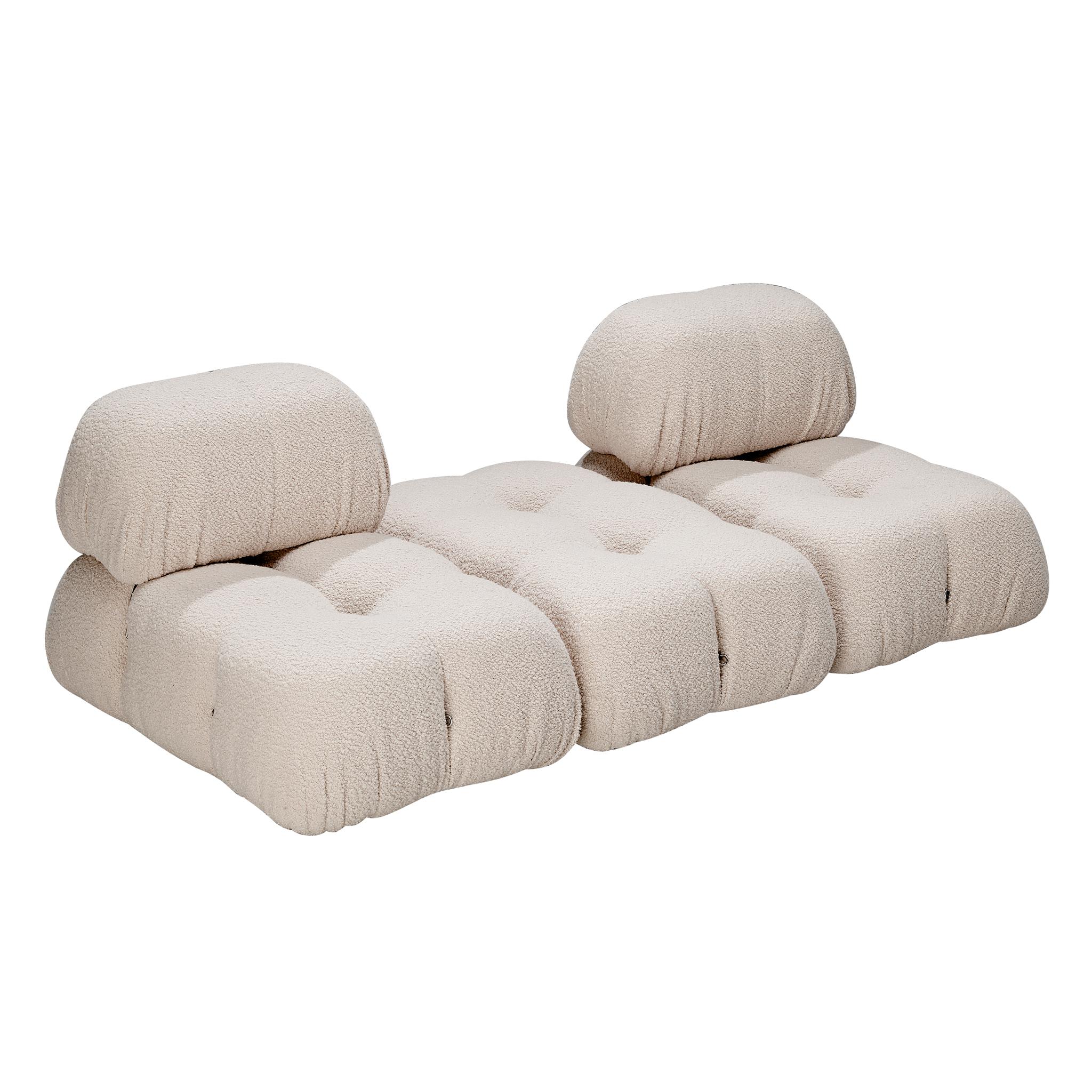 Mario Bellini Neu gepolstertes modulares Sofa 'Camaleonda' aus weißem Bouclé im Angebot
