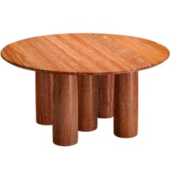 Mario Bellini Round 'Il Colonnato' Table in Massive Red Persian Travertine 150cm