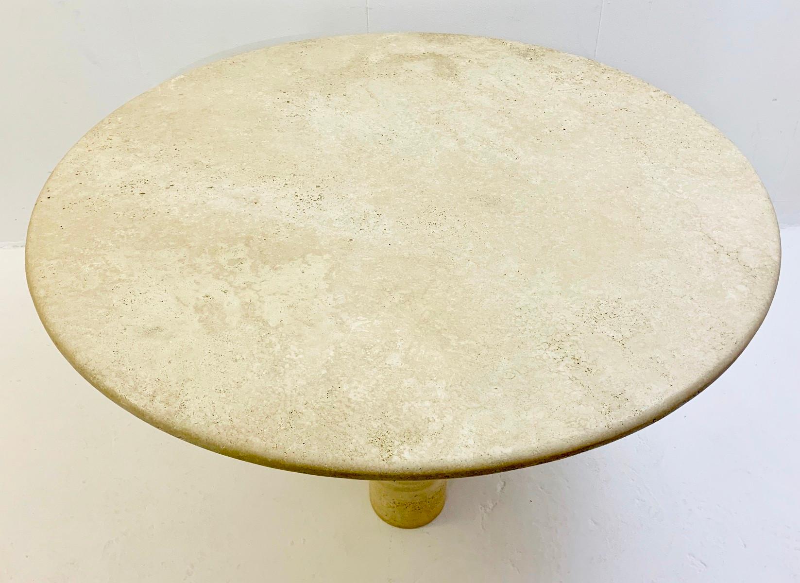 Mid-Century Modern Mario Bellini Round Travertine Dining Table