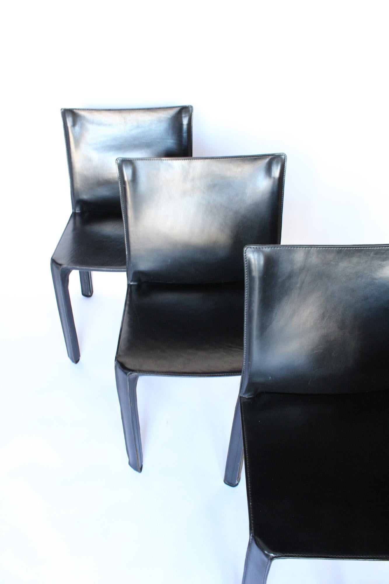 Mario Bellini Set of 4 Cab Chairs, Cassina Black Leather 5