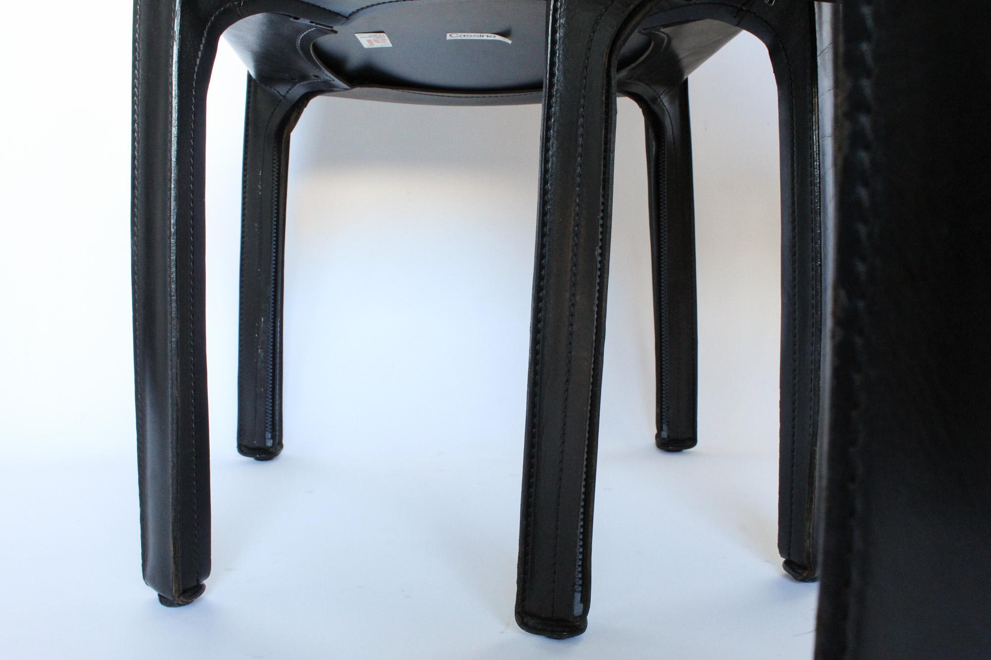 Mario Bellini Set of 4 Cab Chairs, Cassina Black Leather 7