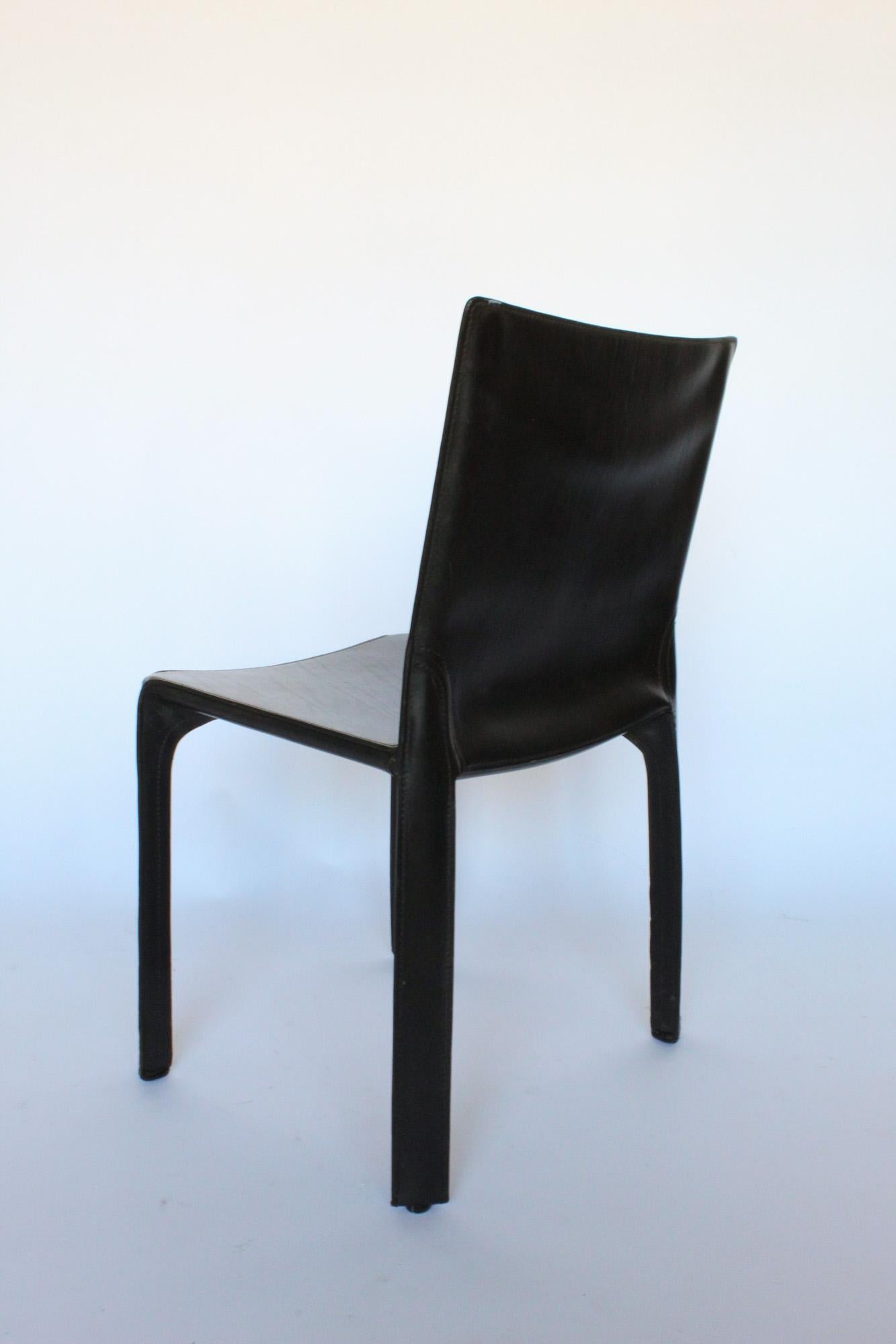 Mario Bellini Set of 4 Cab Chairs, Cassina Black Leather 13