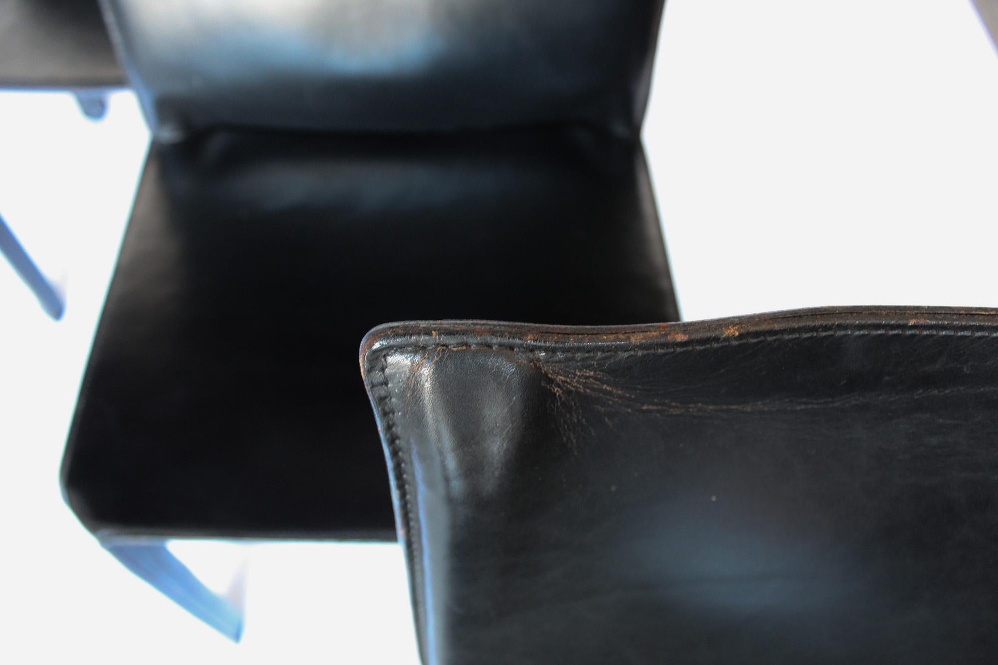 Mario Bellini Set of 4 Cab Chairs, Cassina Black Leather 1