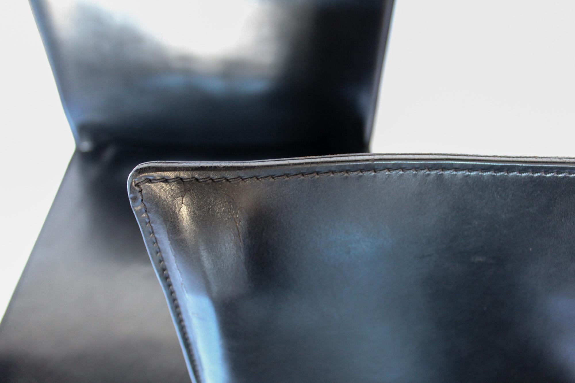 Mario Bellini Set of 4 Cab Chairs, Cassina Black Leather 2