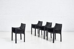 Mario Bellini Set of Eight Black Leather CAB Chairs
