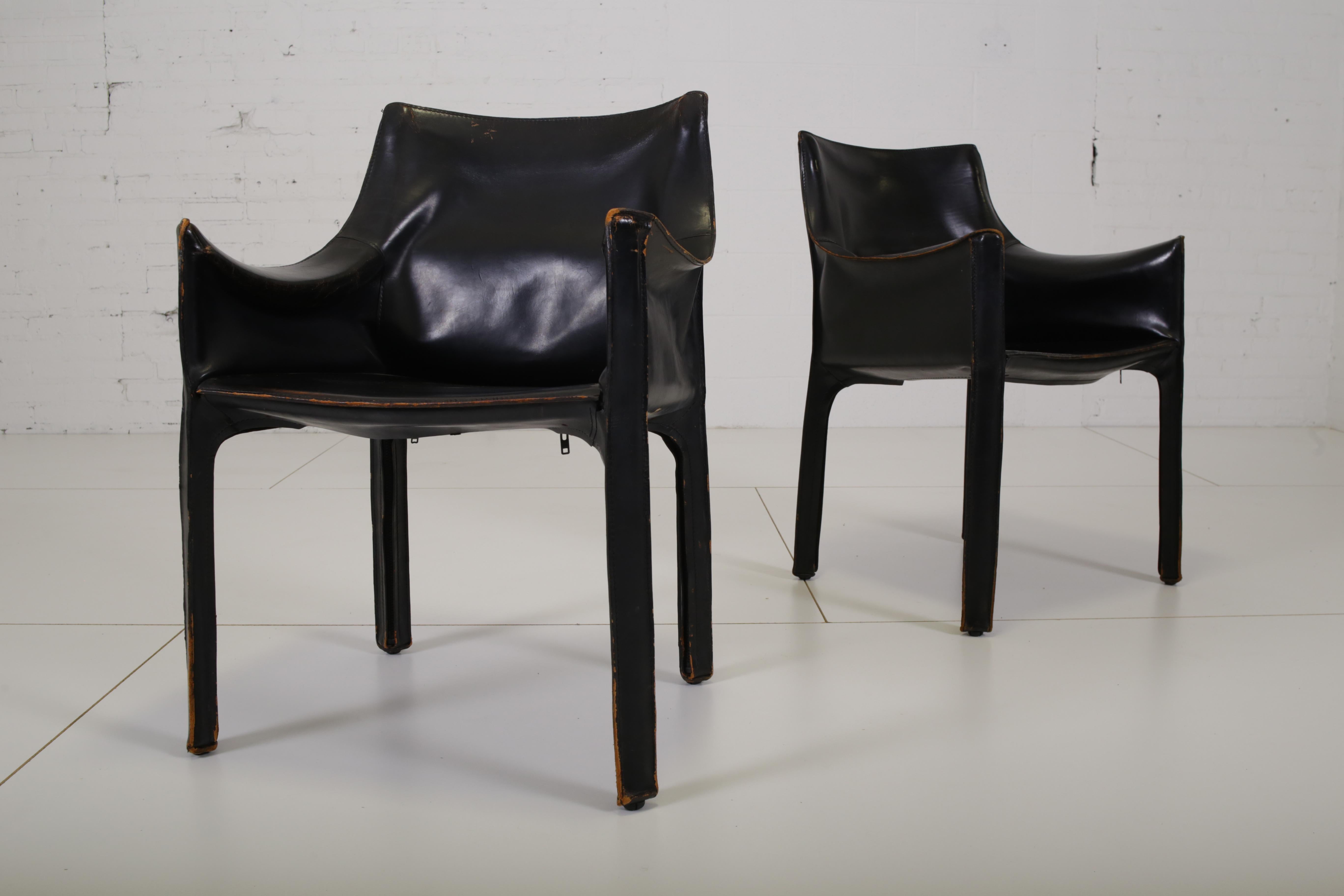 Mario Bellini Set of Four Black Leather CAB Chairs 1
