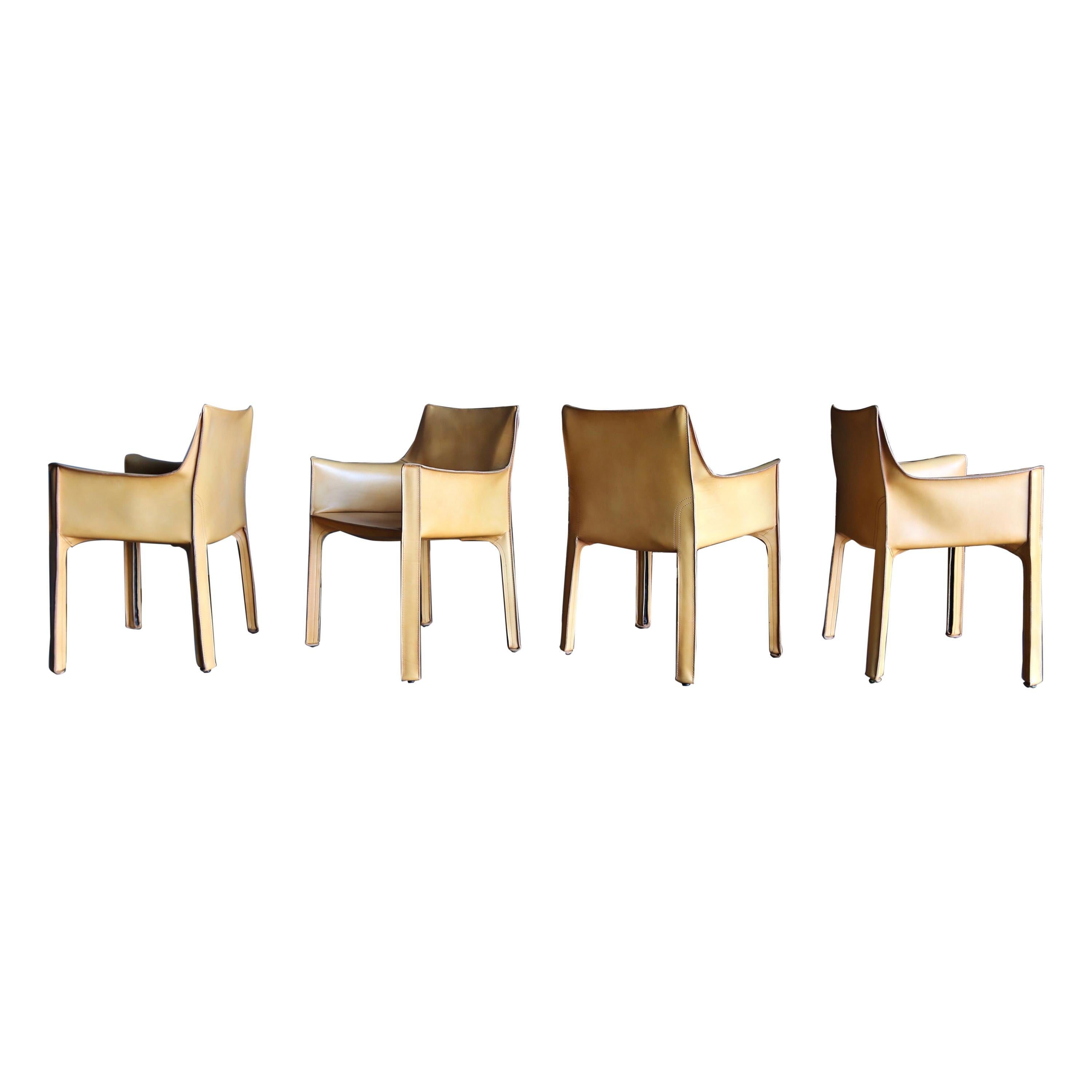 Mario Bellini Set of Four Leather "Cab" Chairs for Cassina