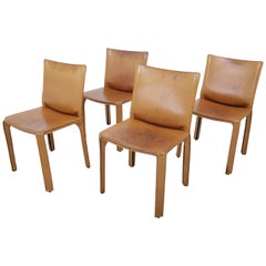 Mario Bellini Set of Four Leather CAB Chairs