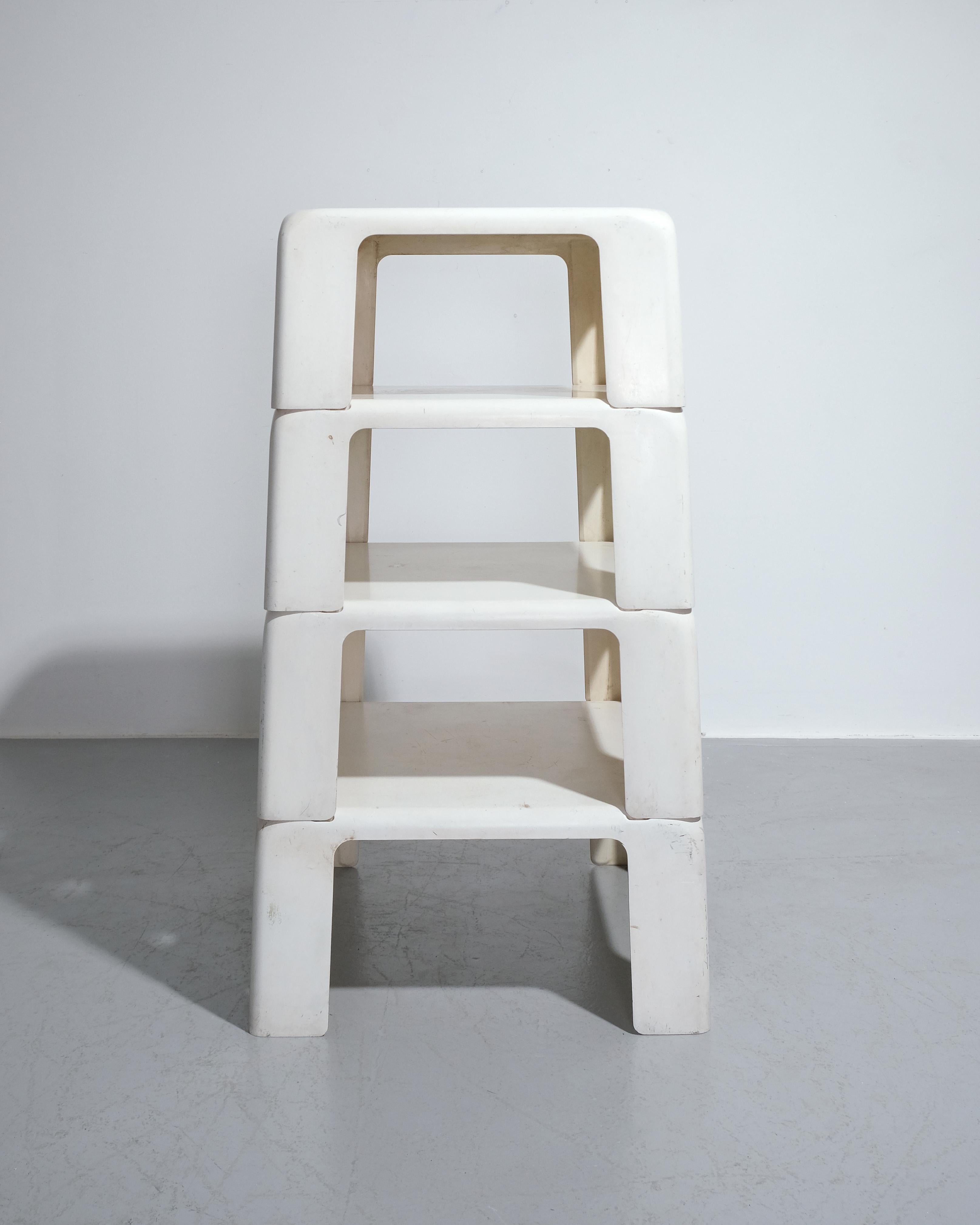 Mario Bellini
Set of Four 'Quattro Gatti' Stacking Tables
For B&B Italia, c.1970s
A striking example of 1970s Italian design, this set of four 'Quattro Gatti' stacking tables was designed by Mario Bellini for B&B Italia. Crafted from durable