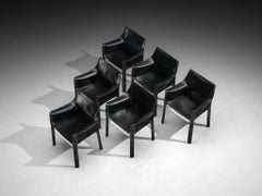 Mario Bellini Set of Six 'CAB 413' Dining Chairs in Black Leather