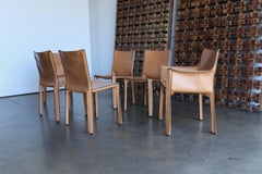 Mario Bellini Set of Six Leather Cab Dining Chairs