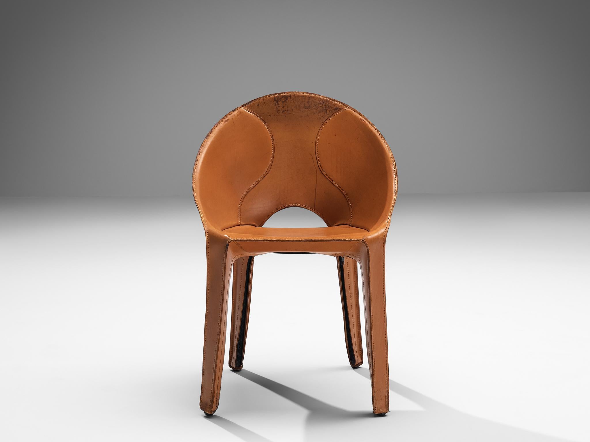 Late 20th Century Mario Bellini Set of Six 'Lira E Liuto' Dining Chairs in Leather For Sale