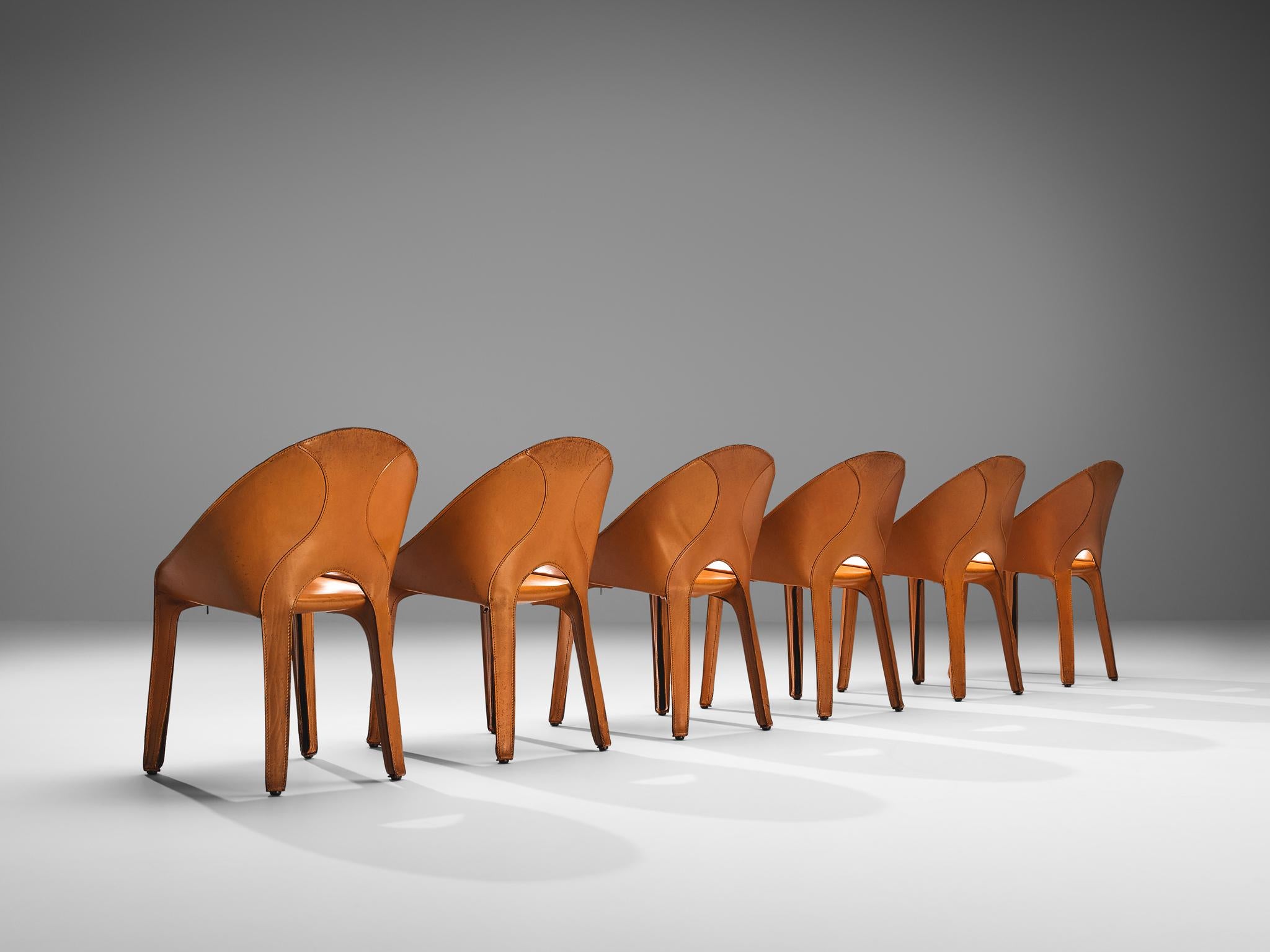 Mario Bellini Set of Six 'Lira E Liuto' Dining Chairs in Leather For Sale 2