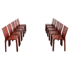 Mario Bellini Set of Ten CAB 412 Chairs in Steel and Leather by Cassina 1990s