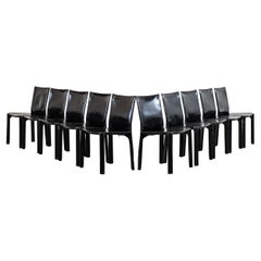 Mario Bellini Set of Ten Chairs CAB 412 in Black Leather Cassina, 1970s, Italy