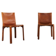 Vintage Mario Bellini Set of Two CAB 412 Chairs in Leather by Cassina 1980s