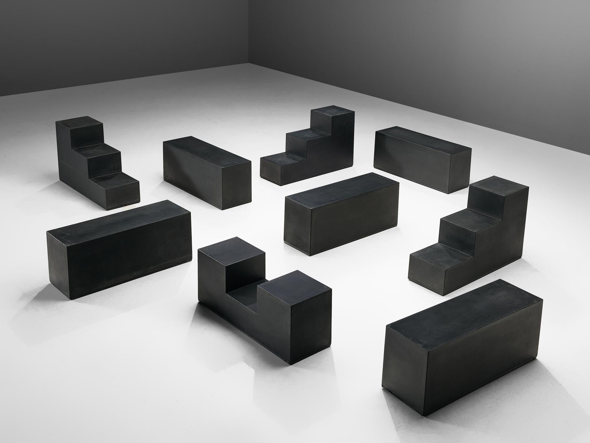 Mario Bellini for B&B Italia, 'Gli Scacchi' element in black polyurethane, Italy, 1971. 

These versatile 'chess' building blocks can be used both as tables or seats. Signed with manufacturer's marks B&B and are made out of self-skinning