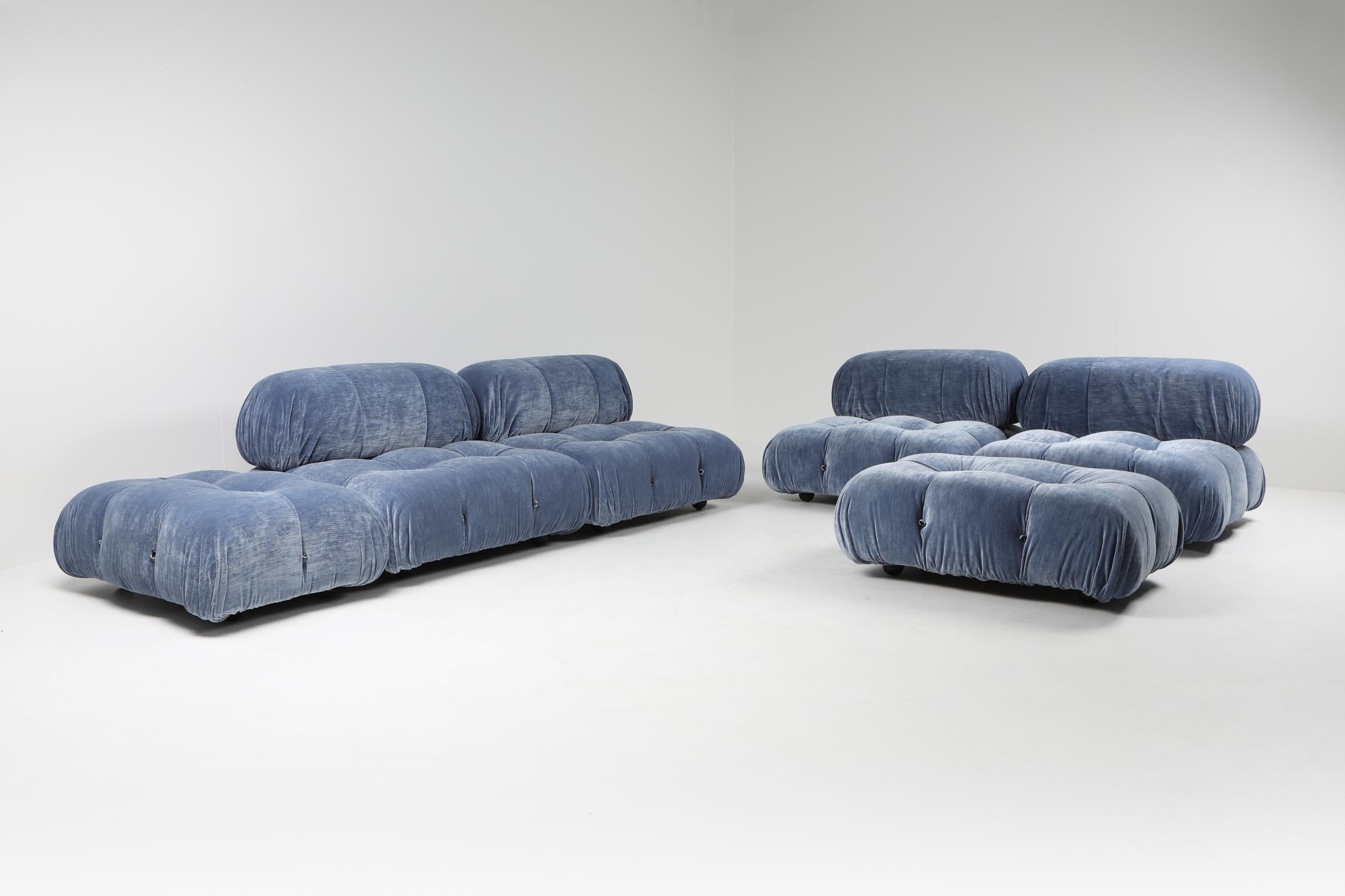 Mario Bellini sky blue velvet Camaleonda modular couch at 1stDibs ...