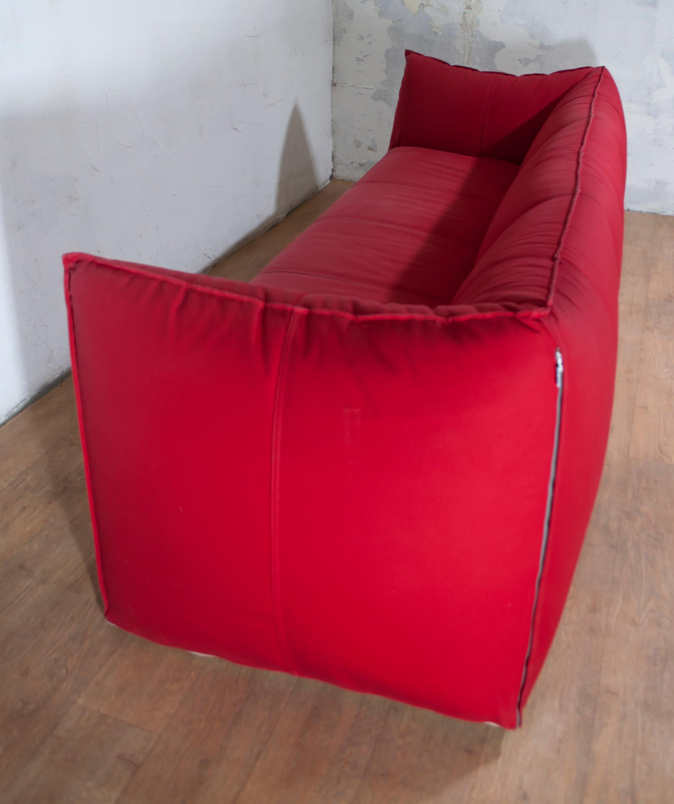 Mario Bellini Sofa and Pouf Tribambola Red Canvas Lining 