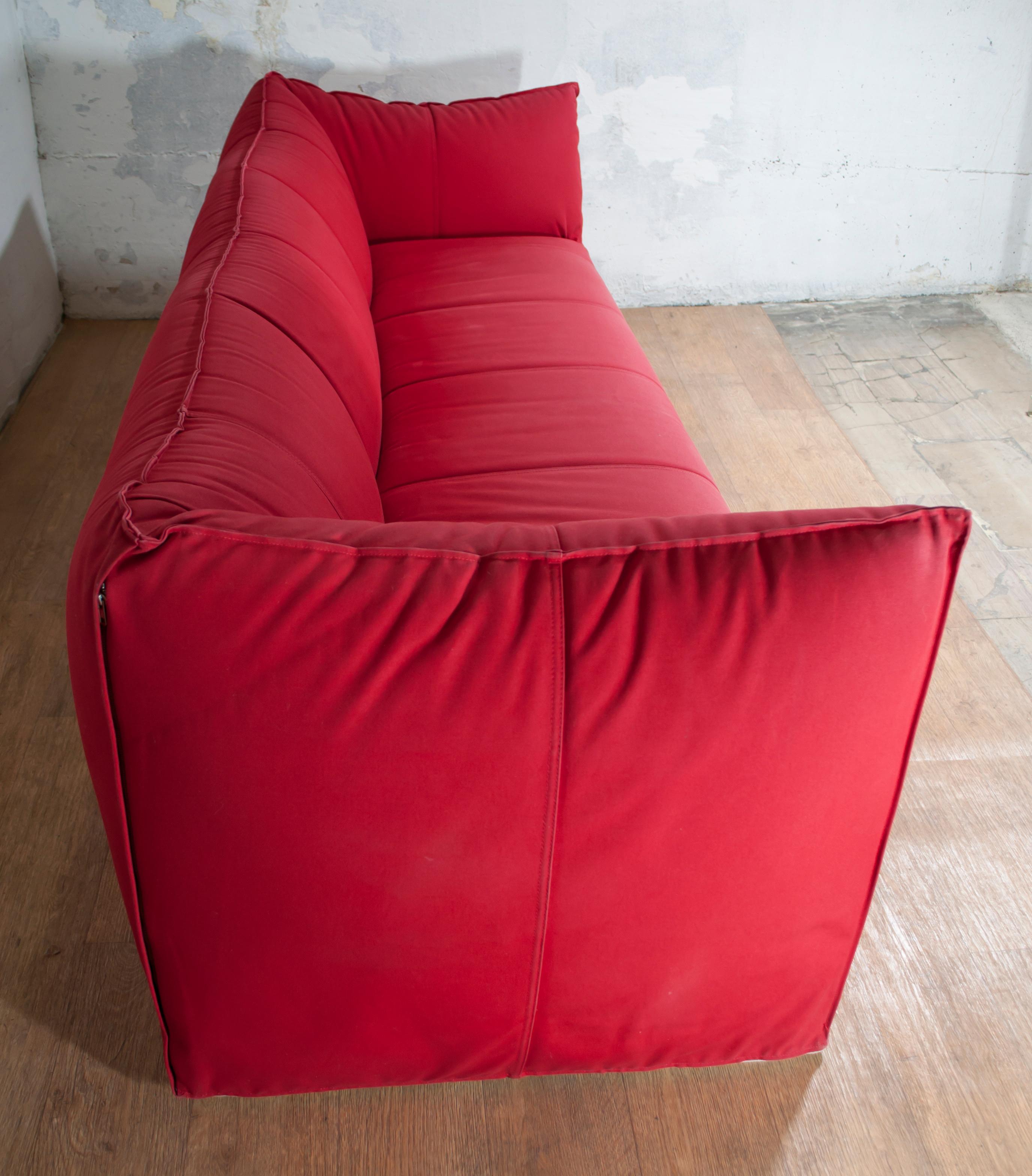 Mario Bellini Sofa and Pouf Tribambola Red Canvas Lining 