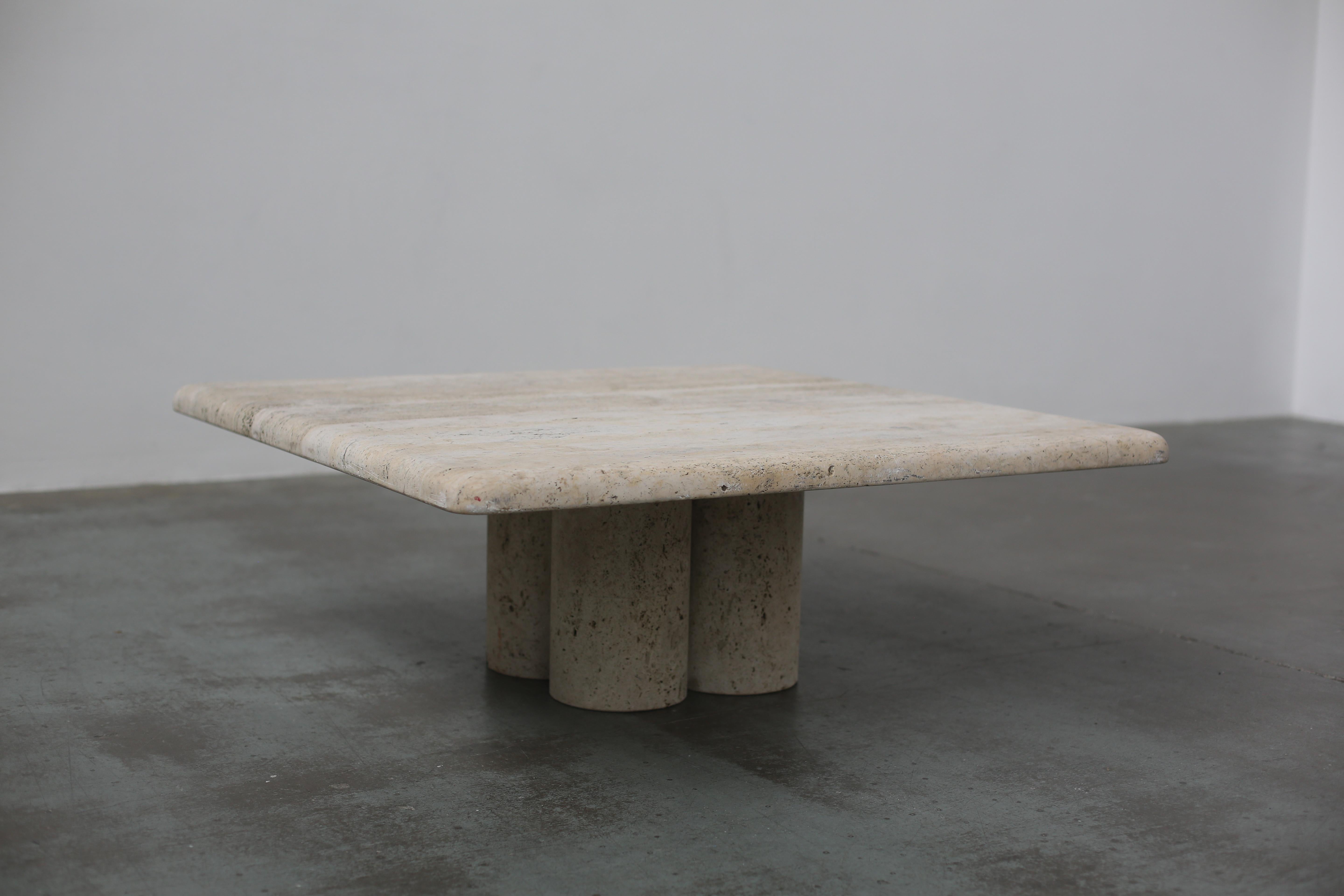 Mario Bellini Square Travertine Coffee Table For Cassina For Sale 8