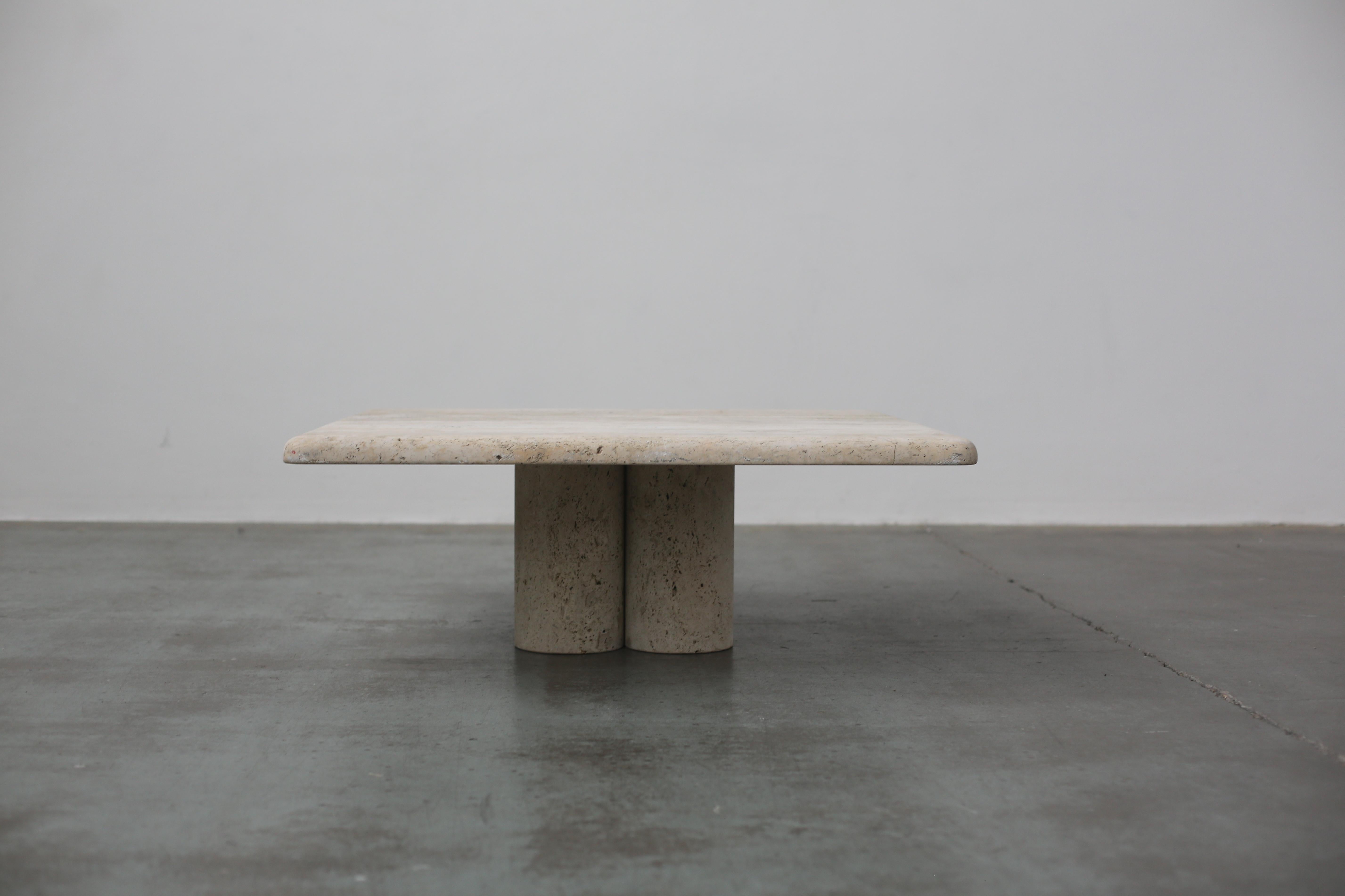 Mid-Century Modern Mario Bellini Square Travertine Coffee Table For Cassina For Sale