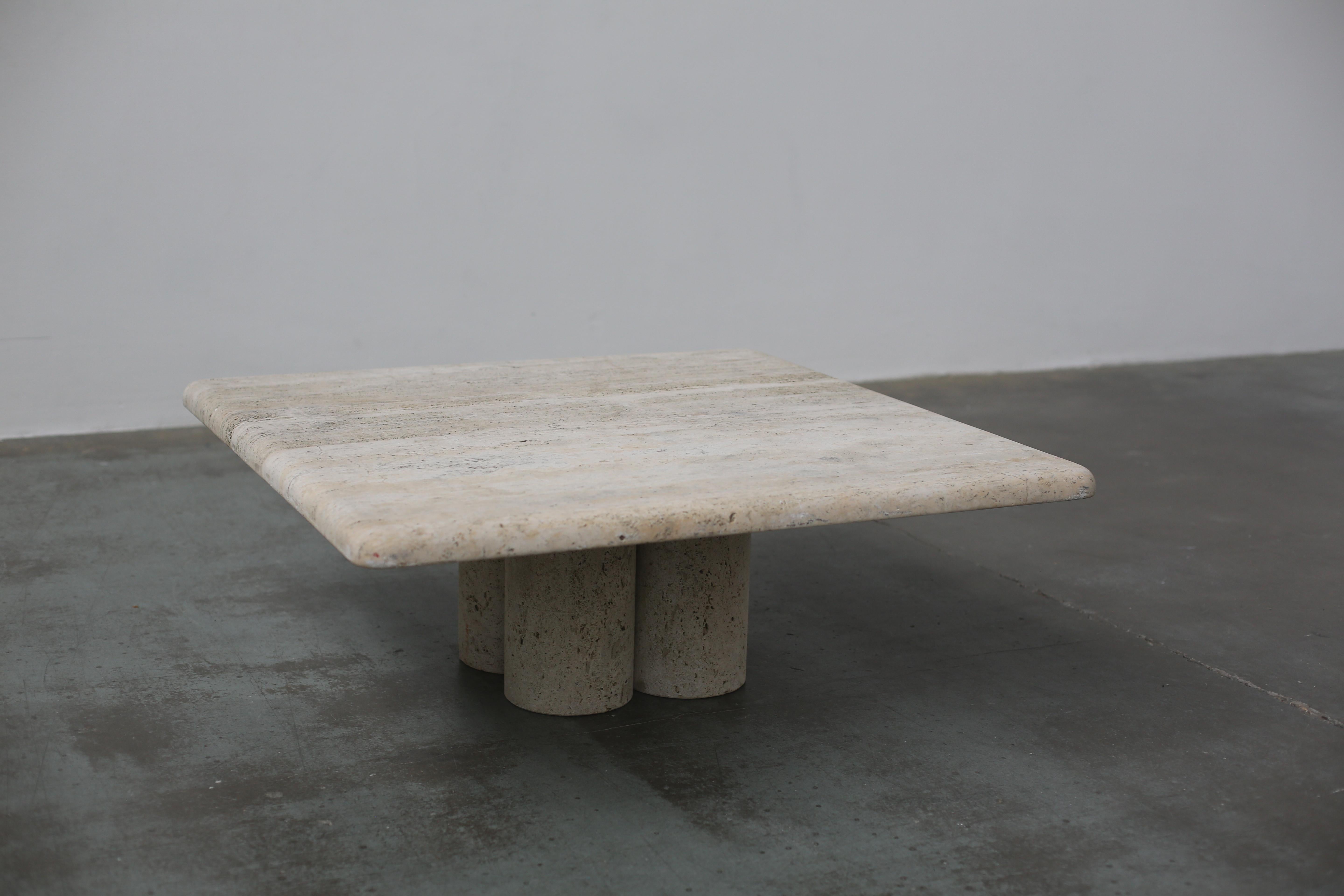 Italian Mario Bellini Square Travertine Coffee Table For Cassina For Sale