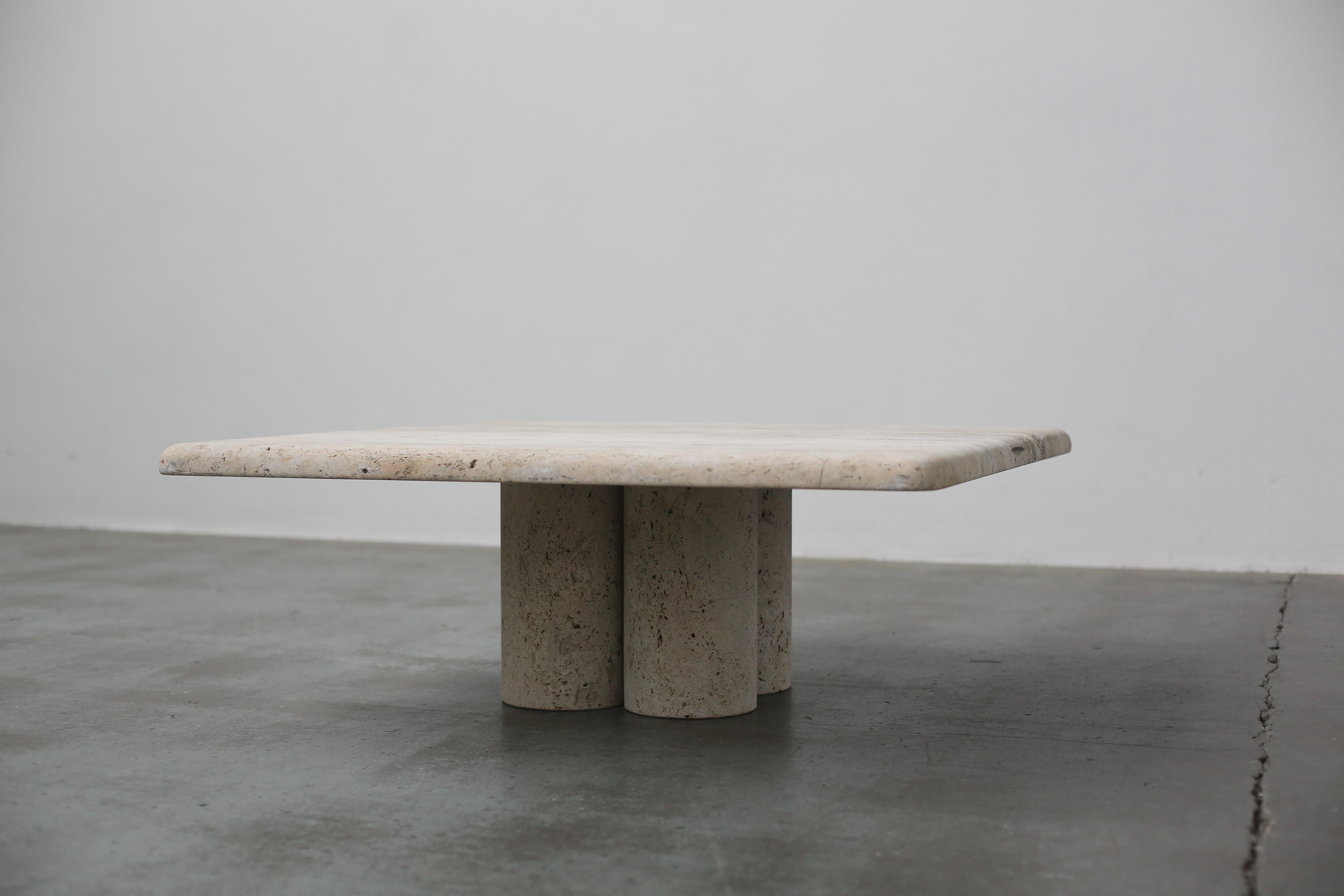 Mario Bellini Square Travertine Coffee Table For Cassina In Good Condition For Sale In Corby, GB