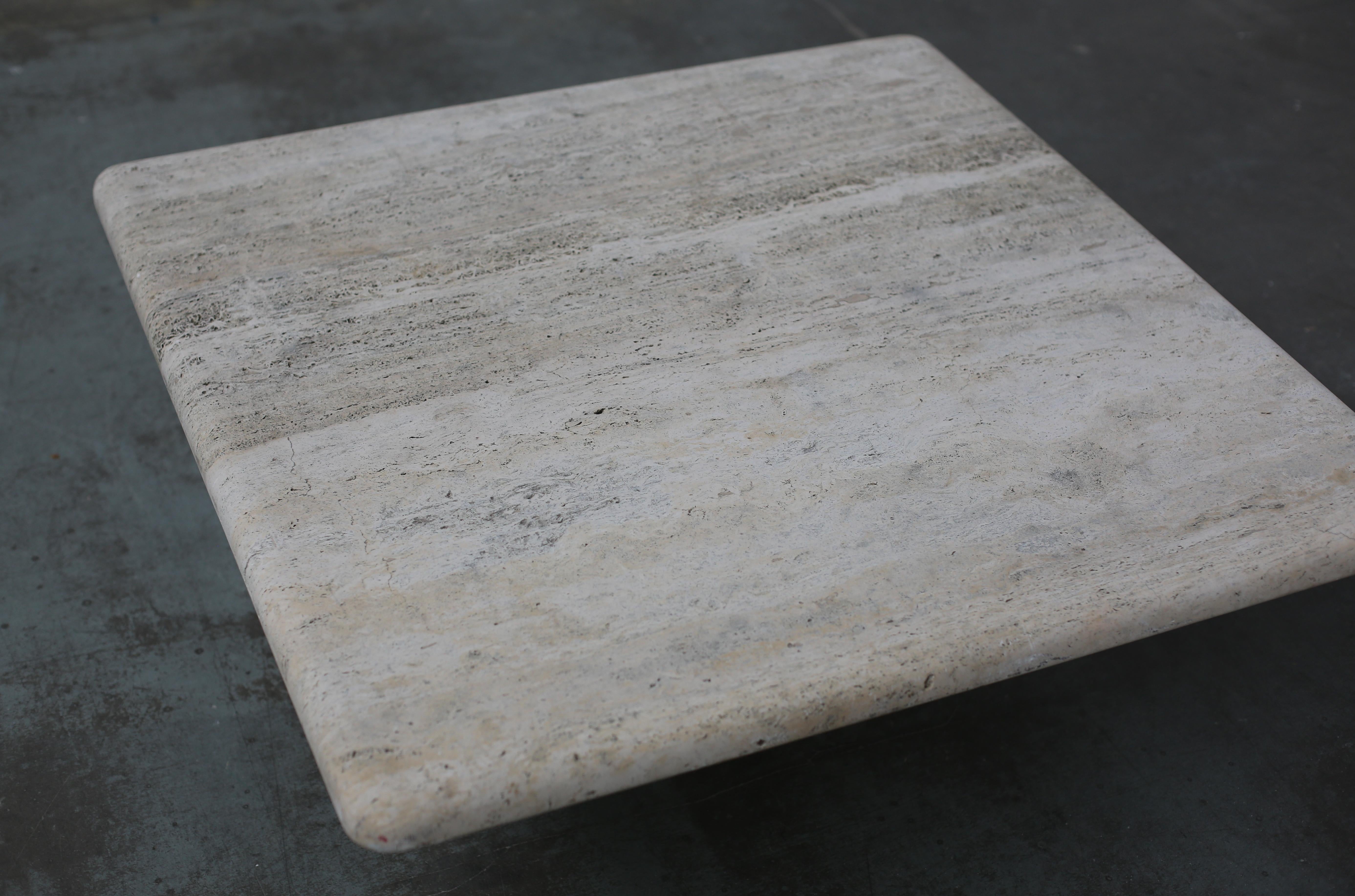 Late 20th Century Mario Bellini Square Travertine Coffee Table For Cassina For Sale