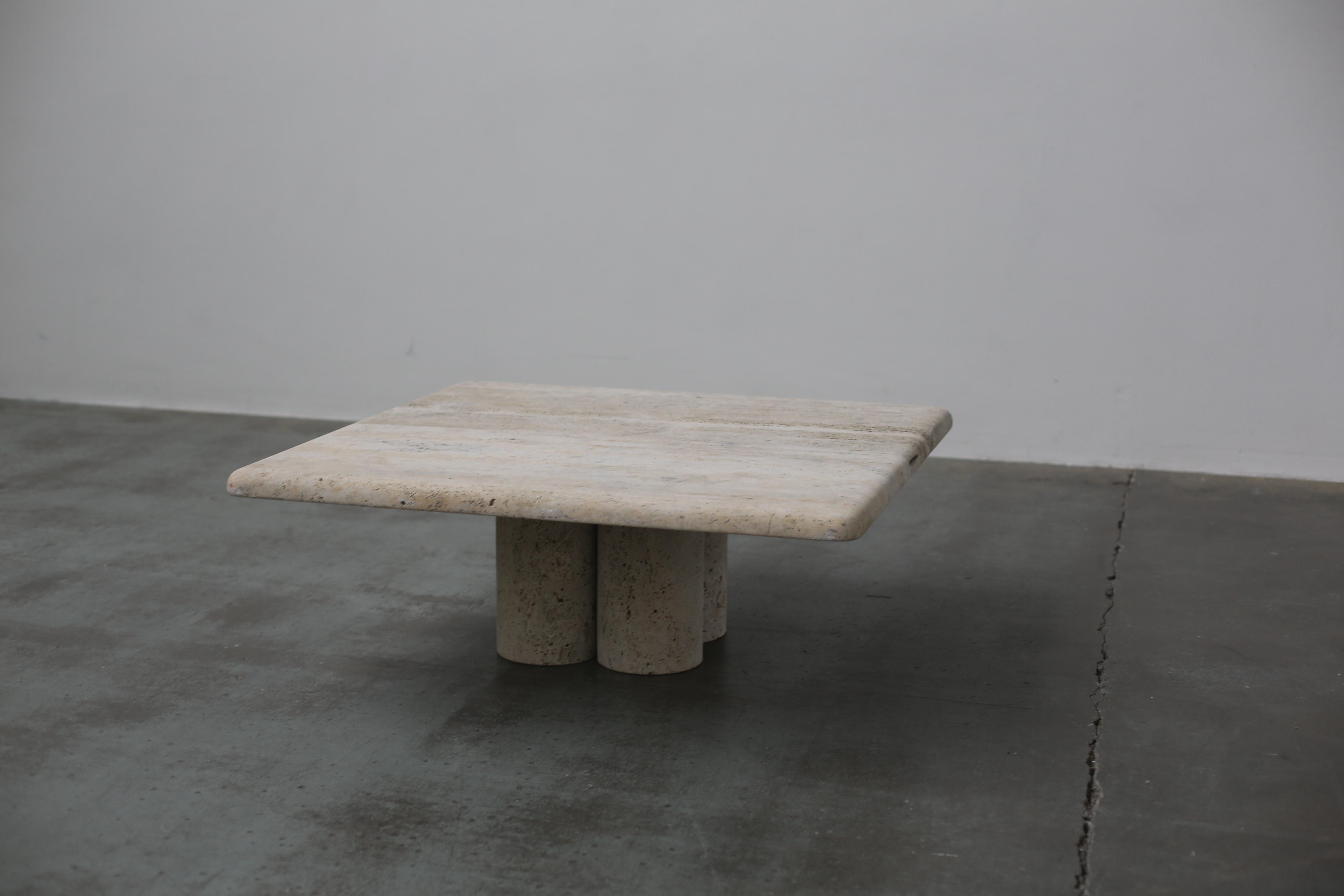 Mario Bellini Square Travertine Coffee Table For Cassina For Sale 1