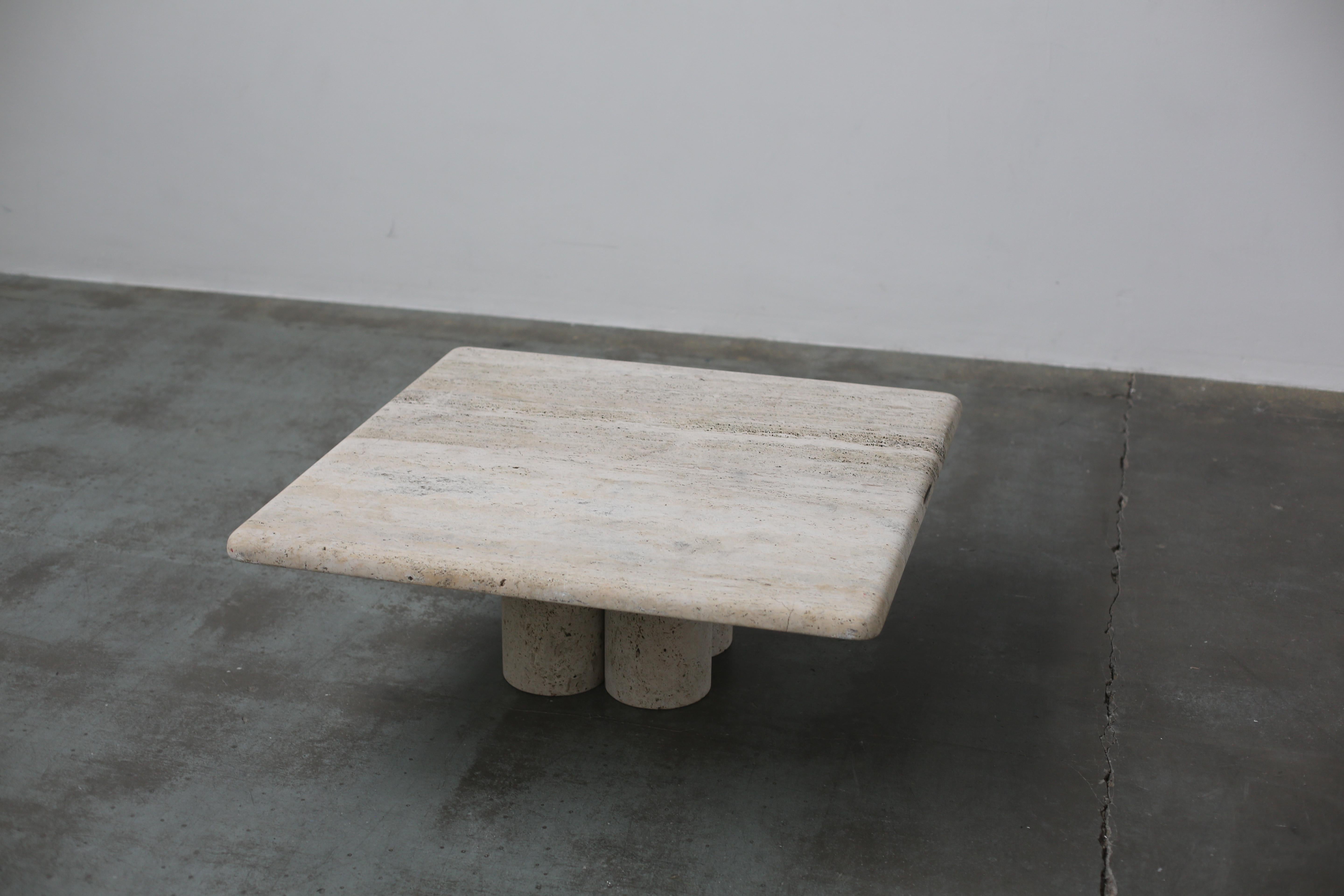 Mario Bellini Square Travertine Coffee Table For Cassina For Sale 2