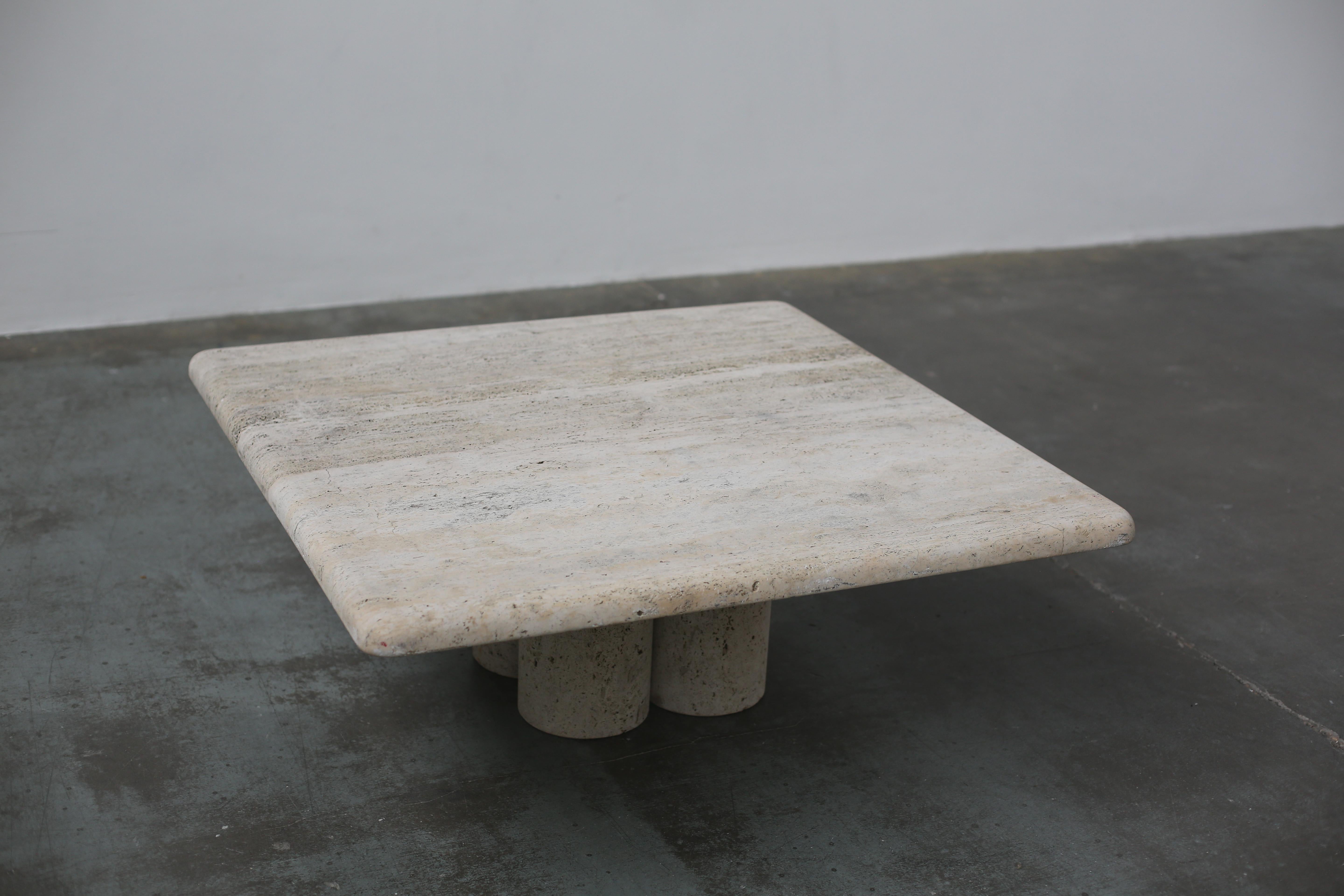 Mario Bellini Square Travertine Coffee Table For Cassina For Sale 3
