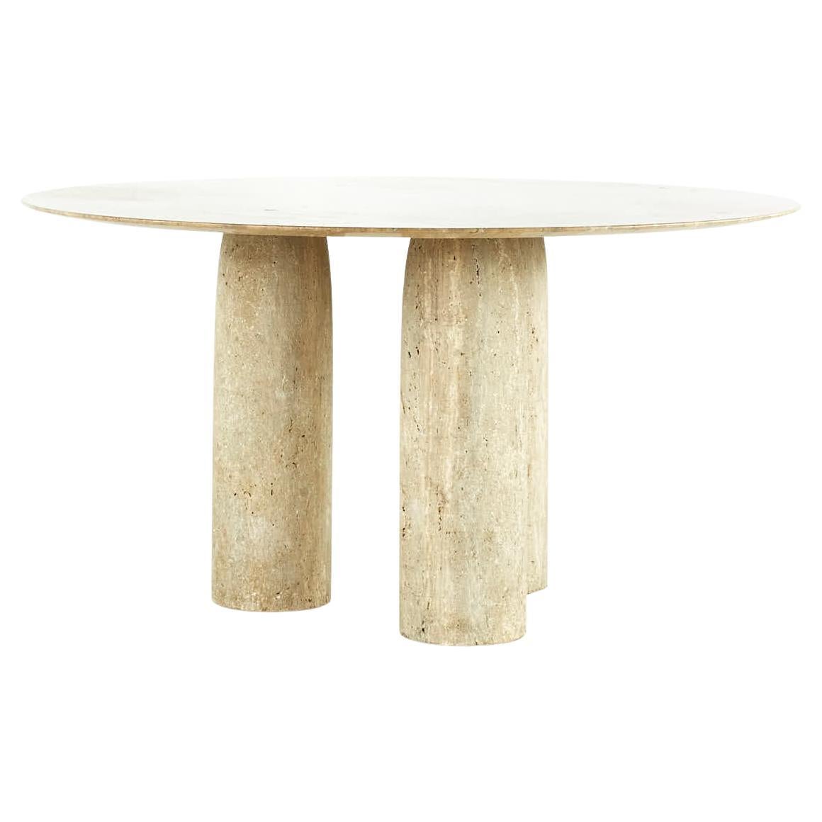 Large Solid Stone Green Marble Oval Dining Table with Bellini style Column Legs For Sale at
