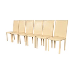 Esszimmerstühle im Mario-Bellini-Stil, italienisch-modern, mit Lederbezug, 6er-Set