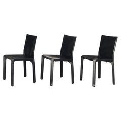 Mario Bellini Style Set of 3 Cab Dining Chairs, Italy, 1980s