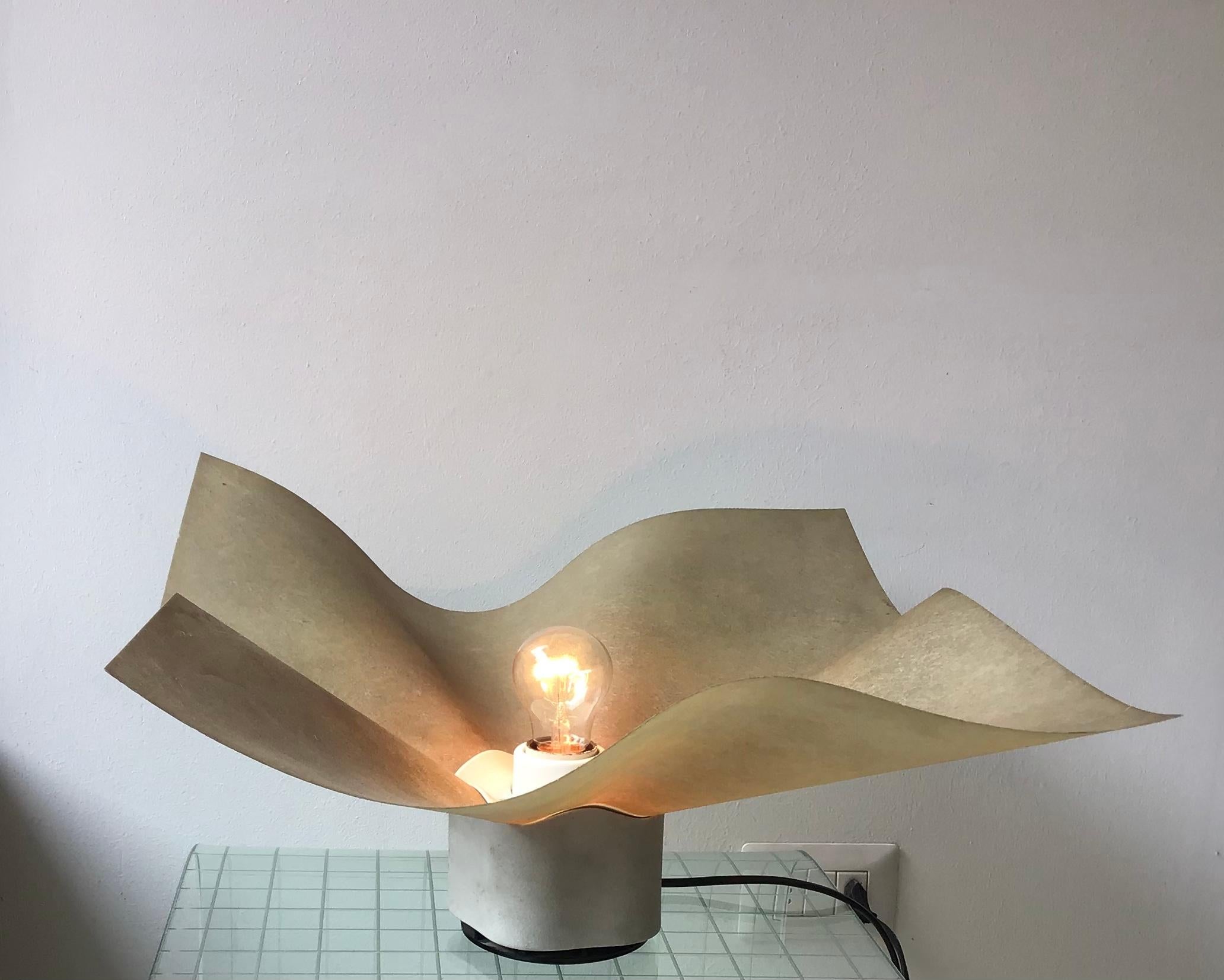 Mario Bellini table lamp parchment metal, 1970, Italy.