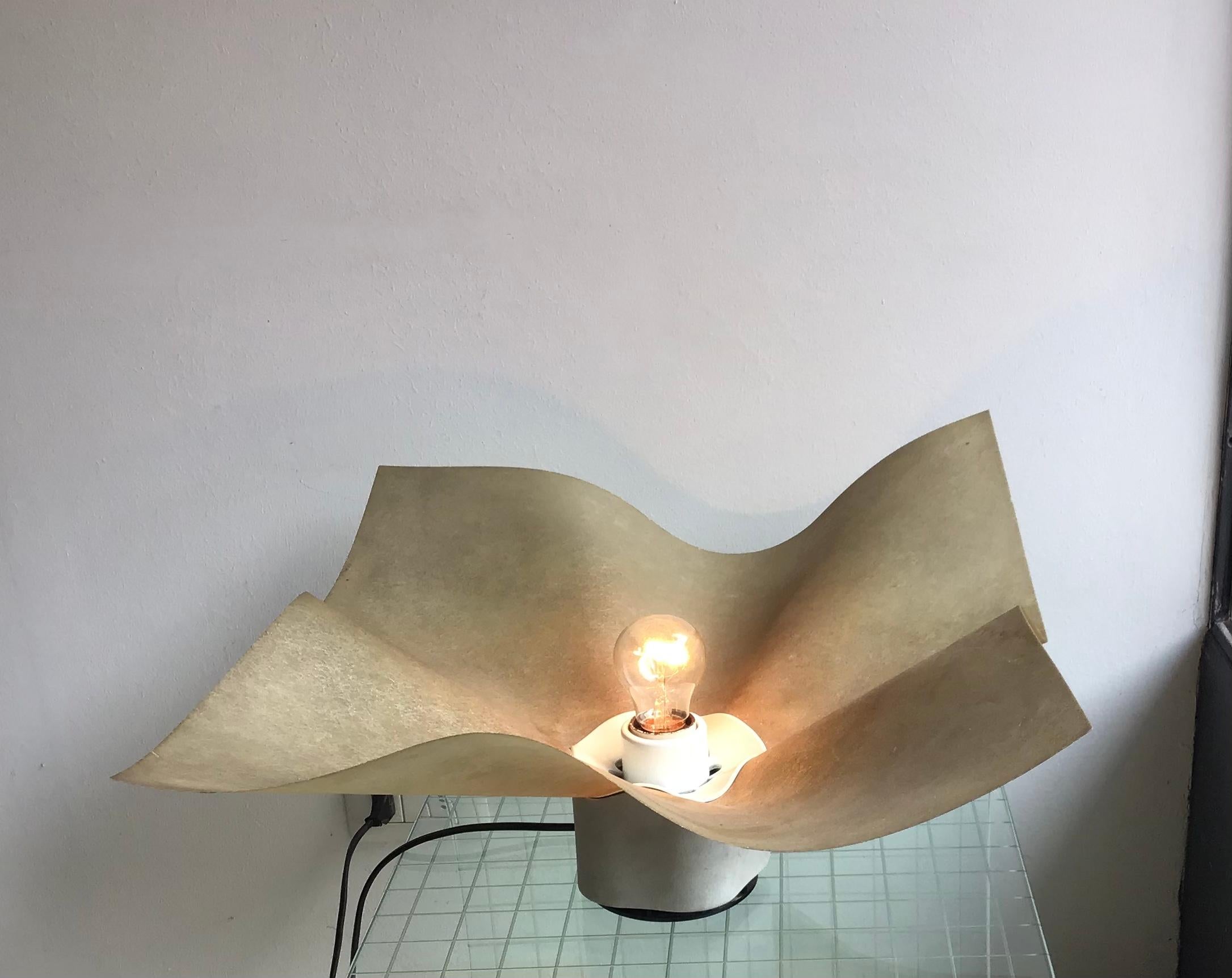 Other Mario Bellini Table Lamp Parchment Porcelain Metal, 1970, Italy For Sale