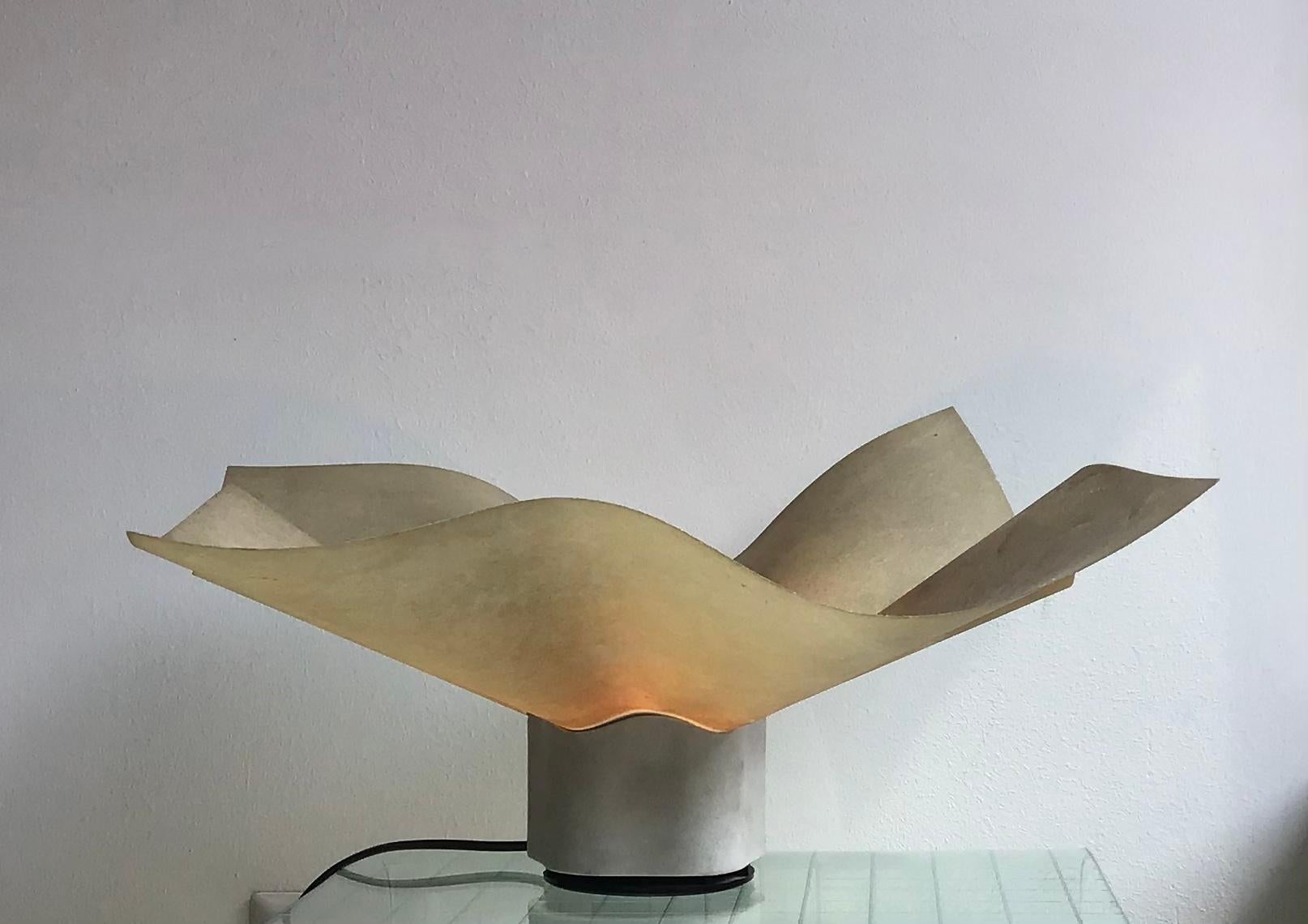 Late 20th Century Mario Bellini Table Lamp Parchment Porcelain Metal, 1970, Italy For Sale