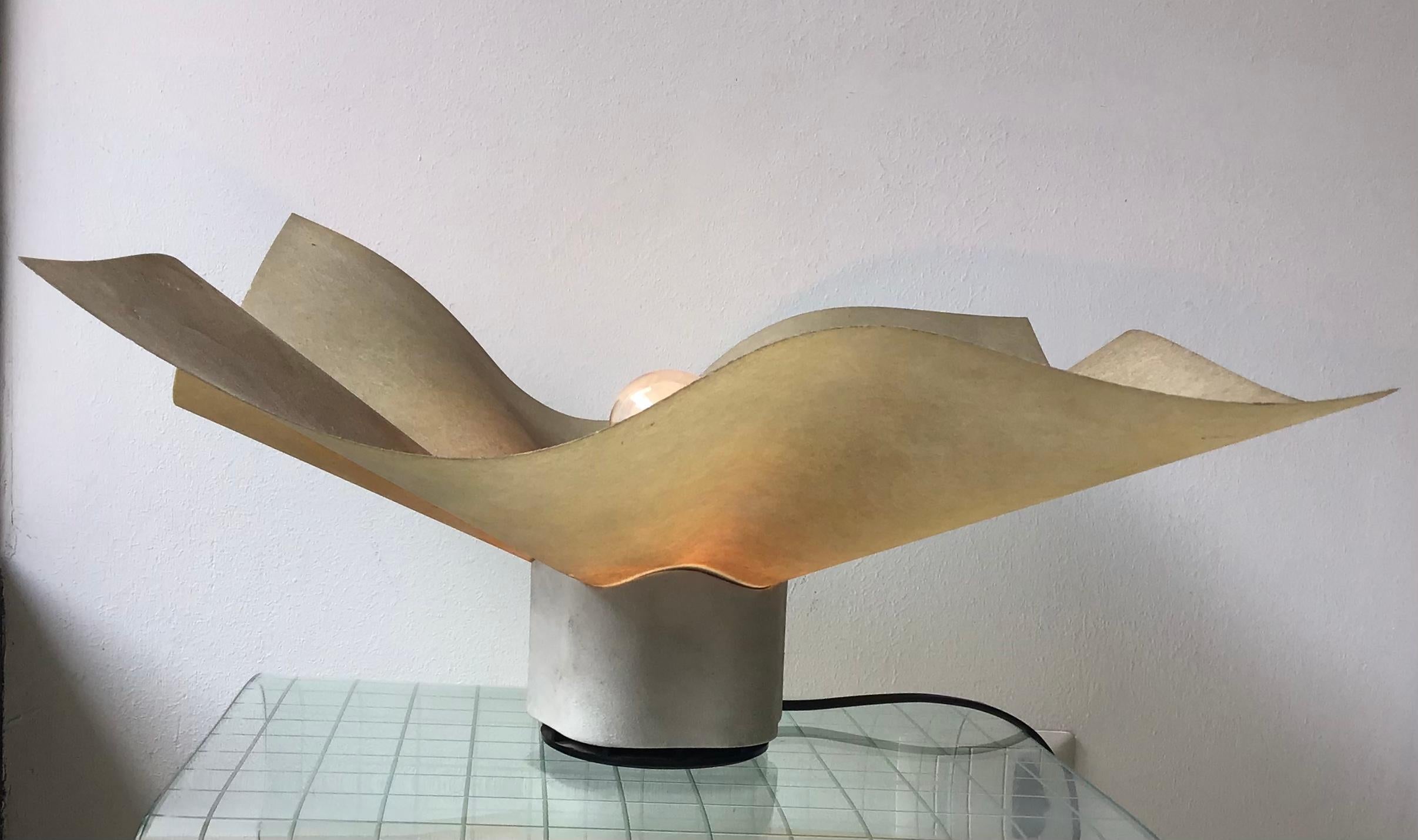 Mario Bellini Table Lamp Parchment Porcelain Metal, 1970, Italy For Sale 3