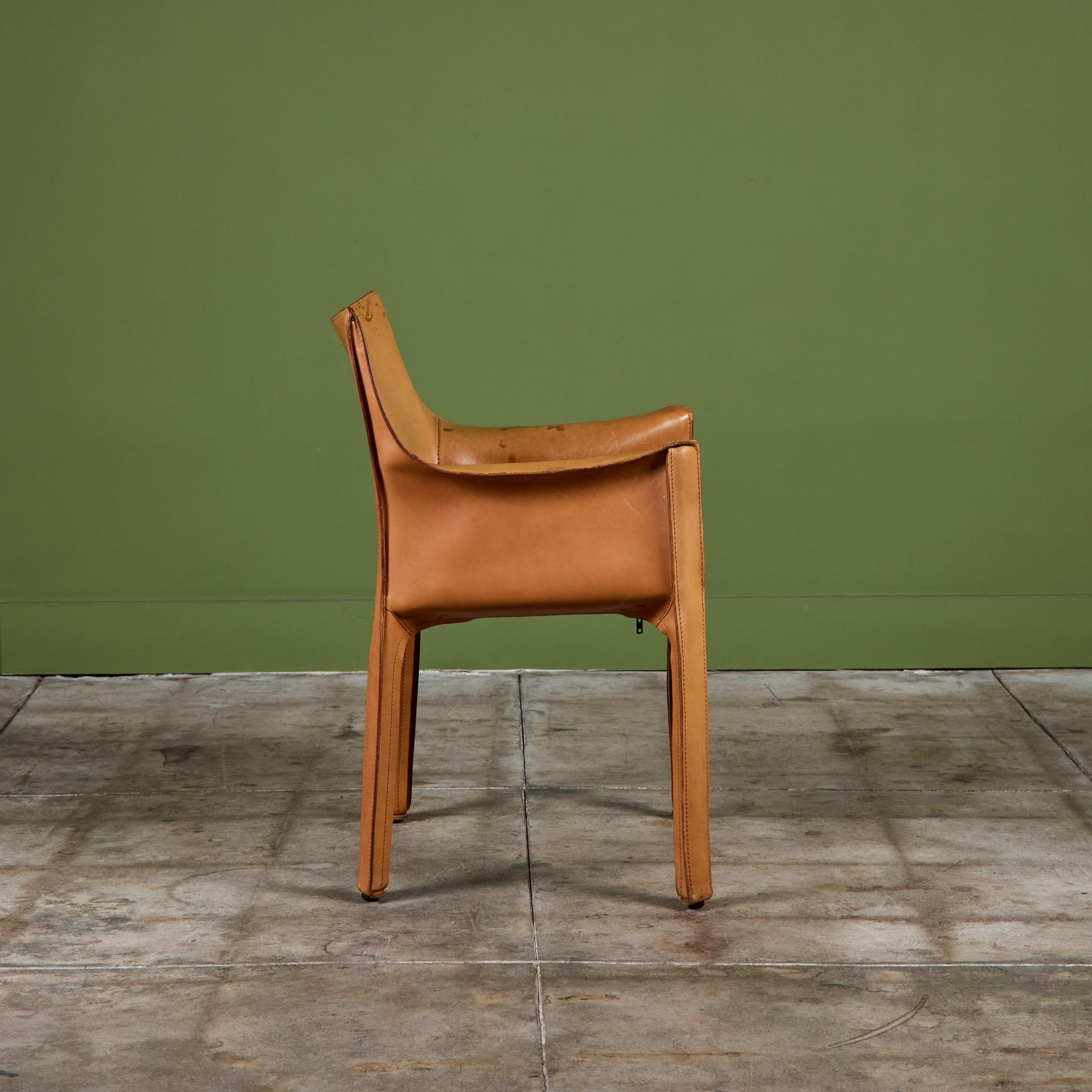 Mid-Century Modern Mario Bellini Fauteuil Cab Tan pour Cassina en vente