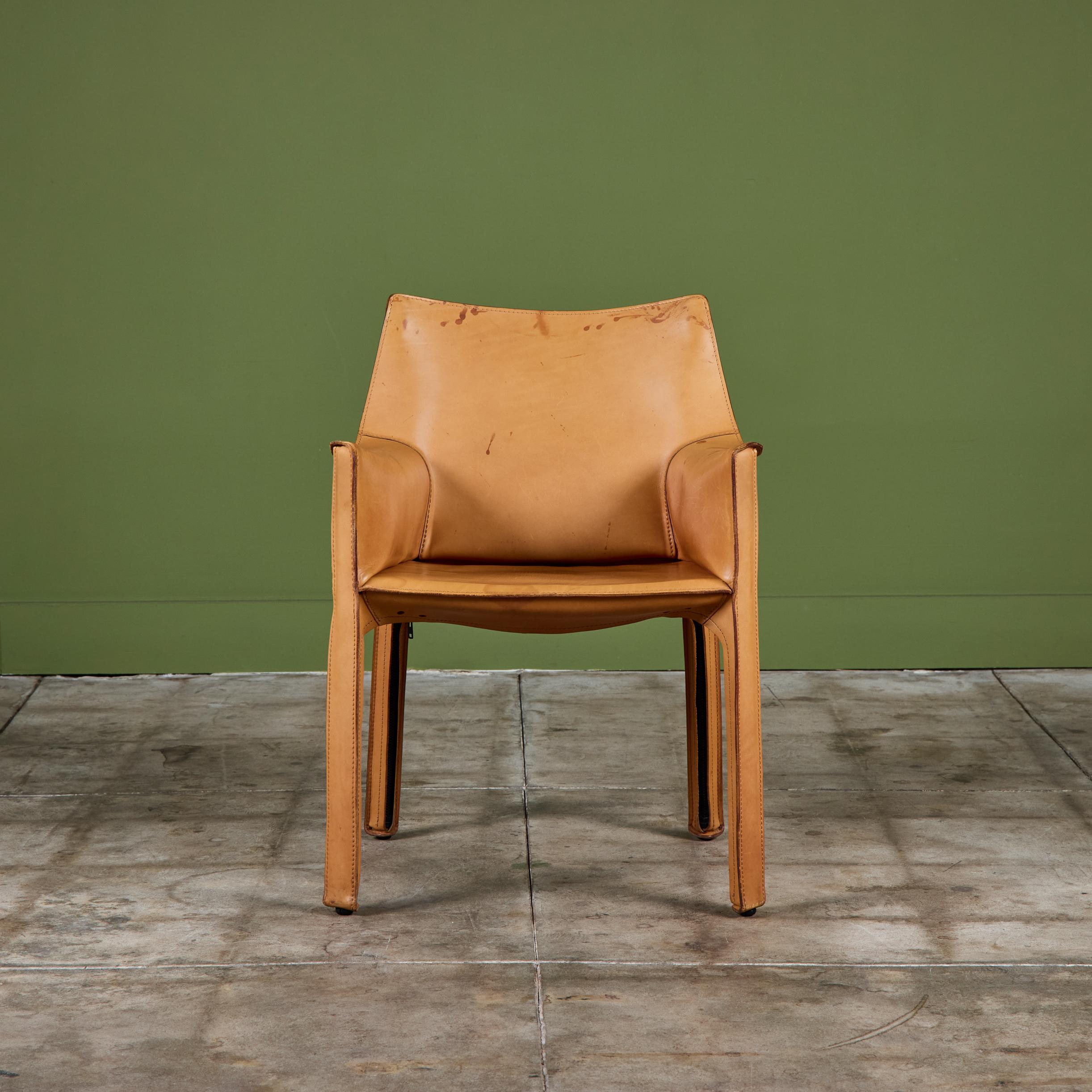 italien Mario Bellini Fauteuil Cab Tan pour Cassina en vente