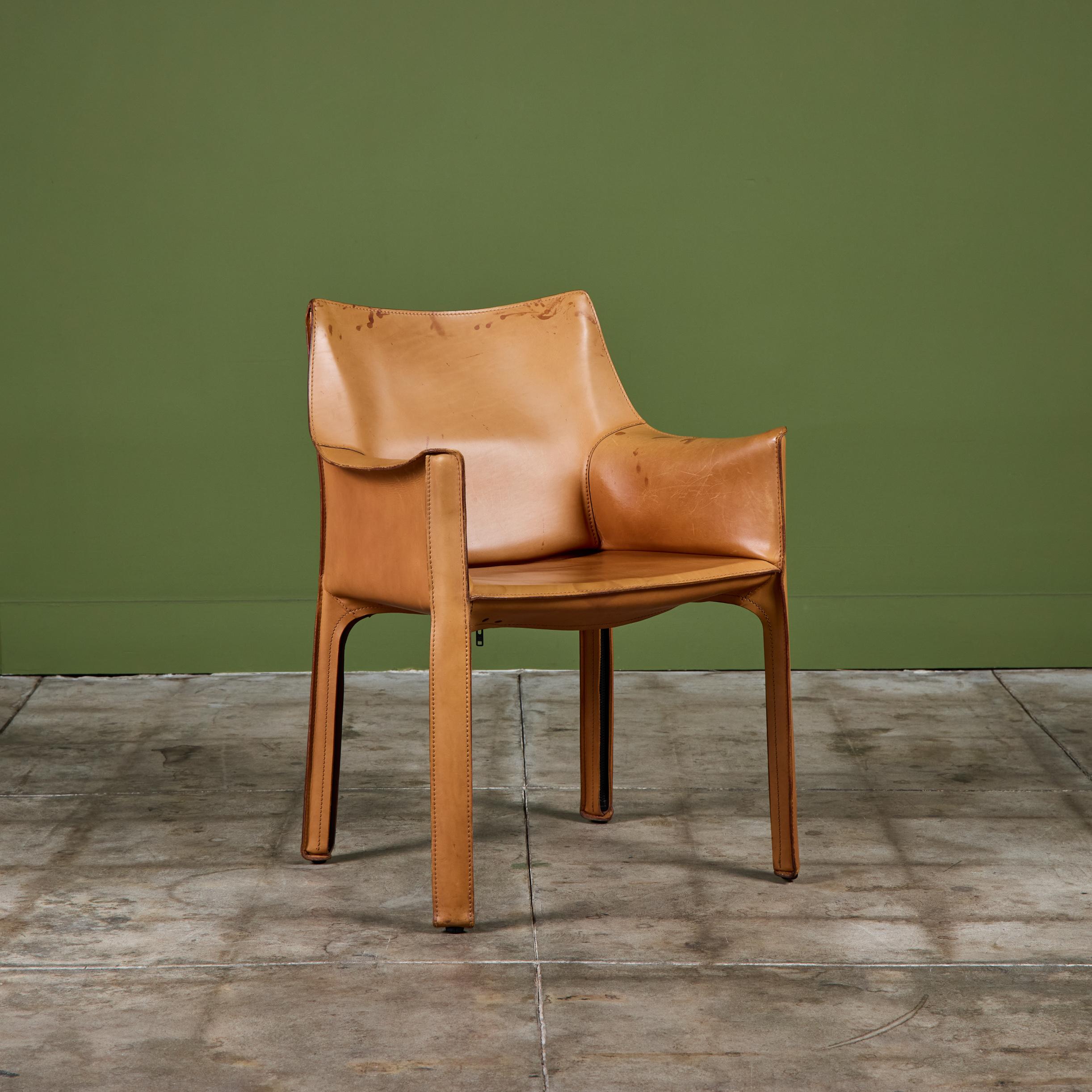 Mario Bellini Fauteuil Cab Tan pour Cassina Bon état - En vente à Los Angeles, CA
