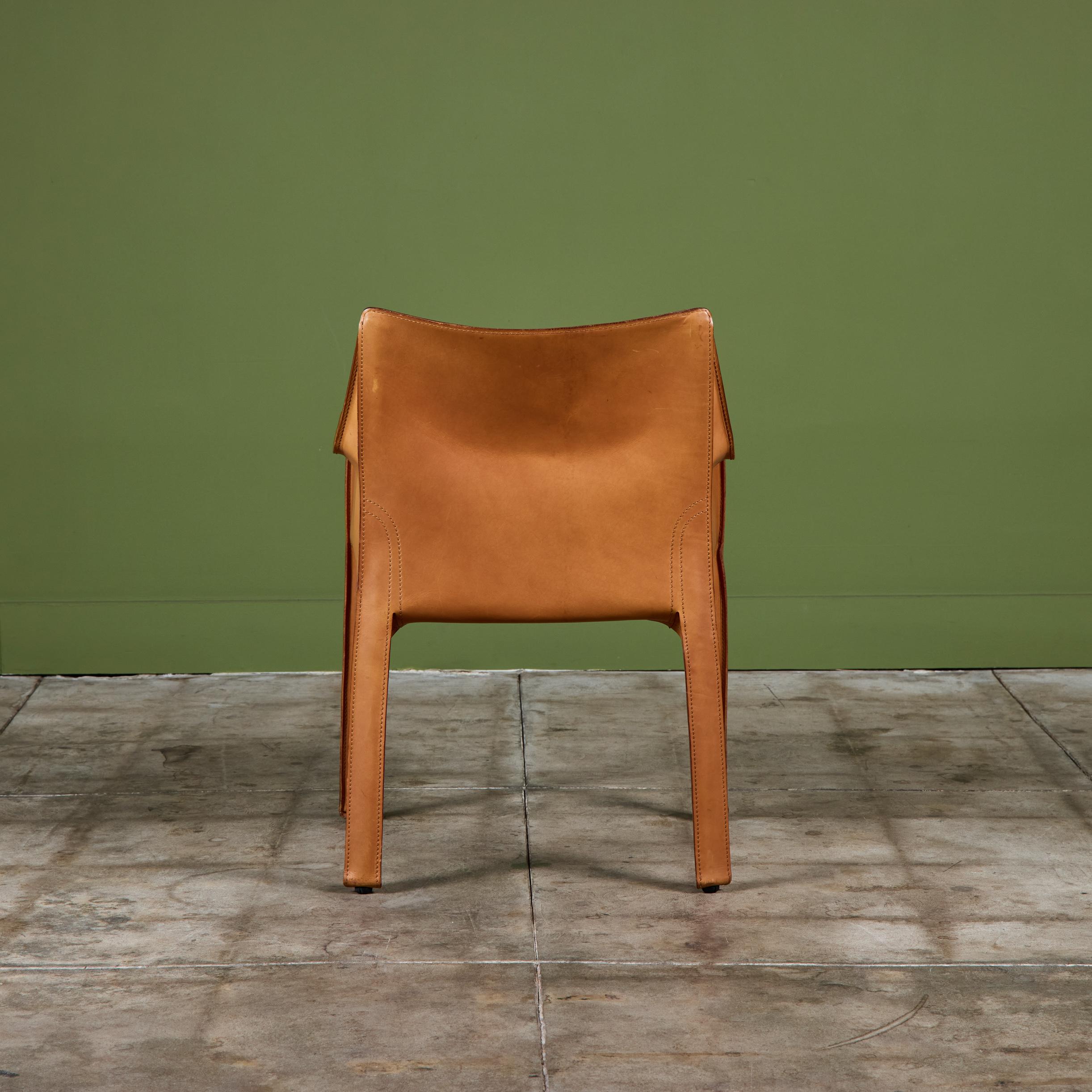Acier Mario Bellini Fauteuil Cab Tan pour Cassina en vente