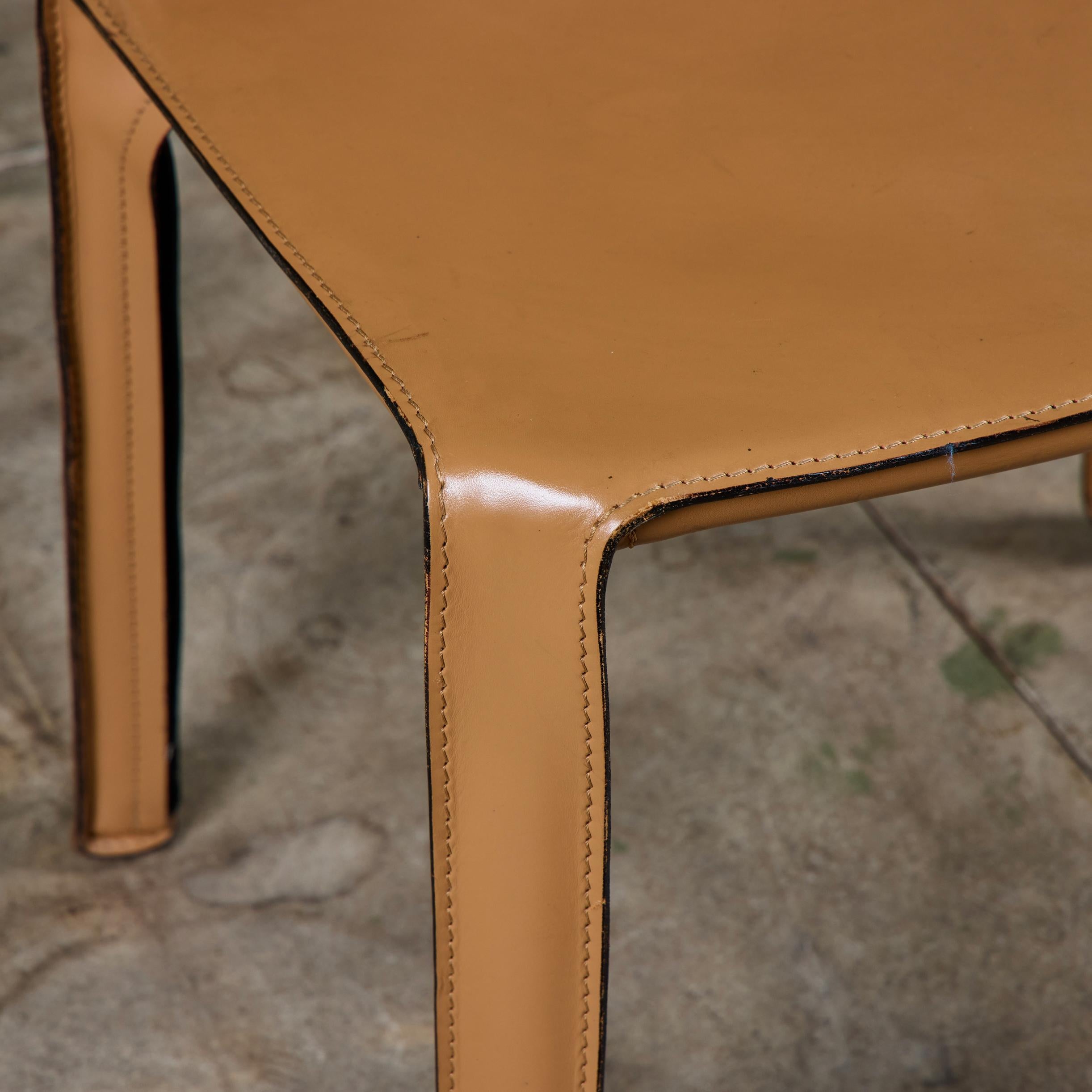 Mario Bellini Tan Cab Side Dining Chair for Cassina For Sale 7
