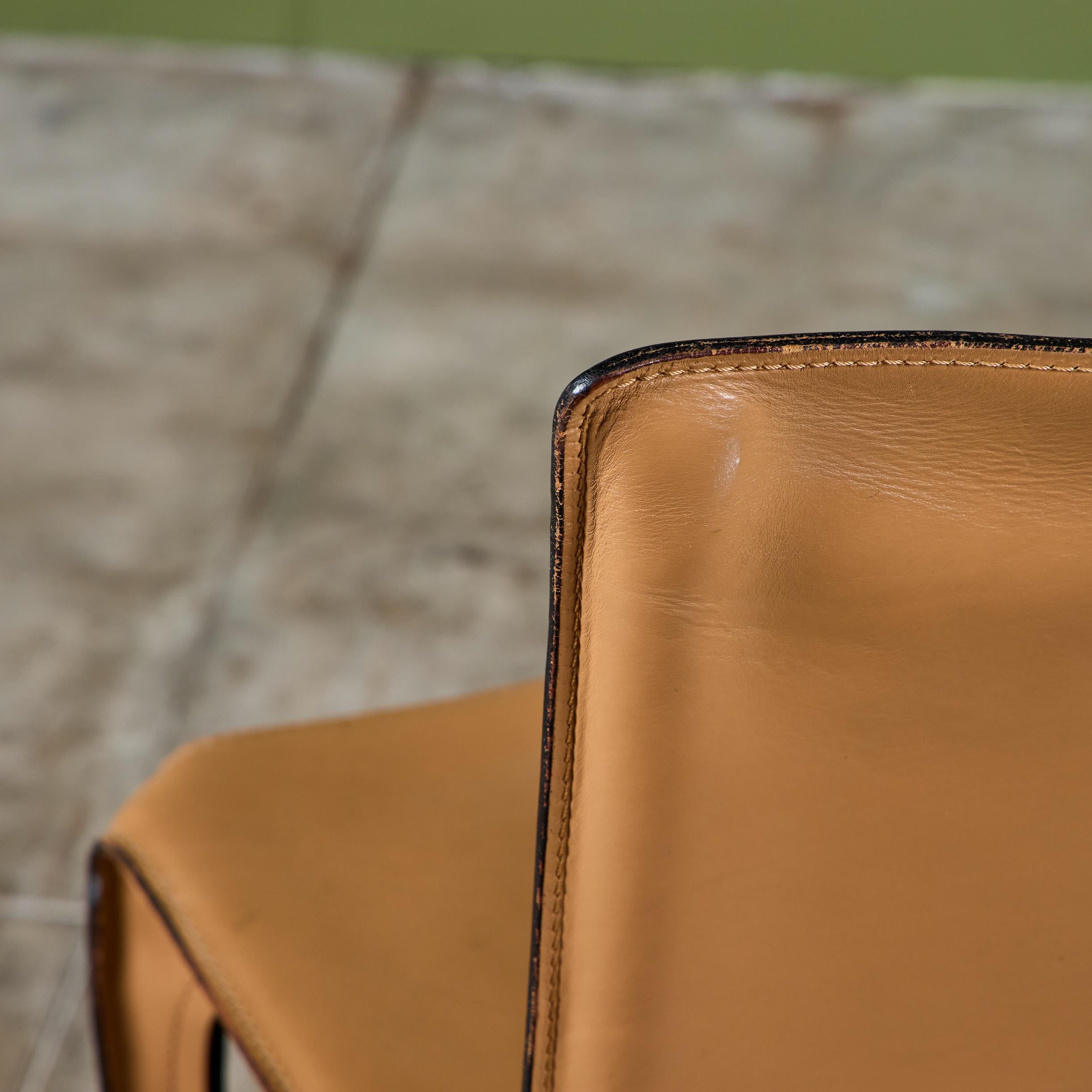 Mario Bellini Tan Cab Side Dining Chair for Cassina For Sale 8