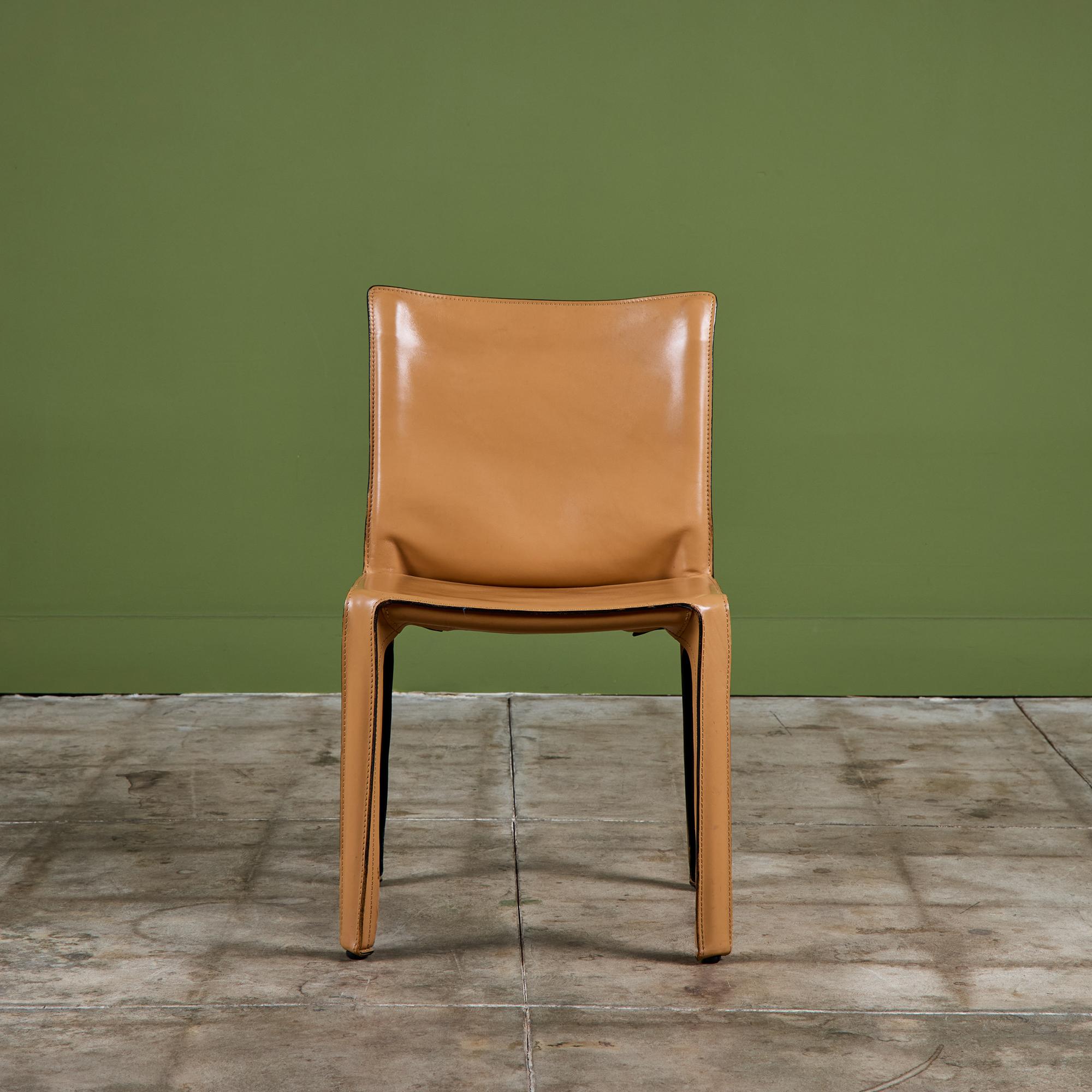 Mario Bellini Tan Cab Side Dining Chair for Cassina For Sale 10